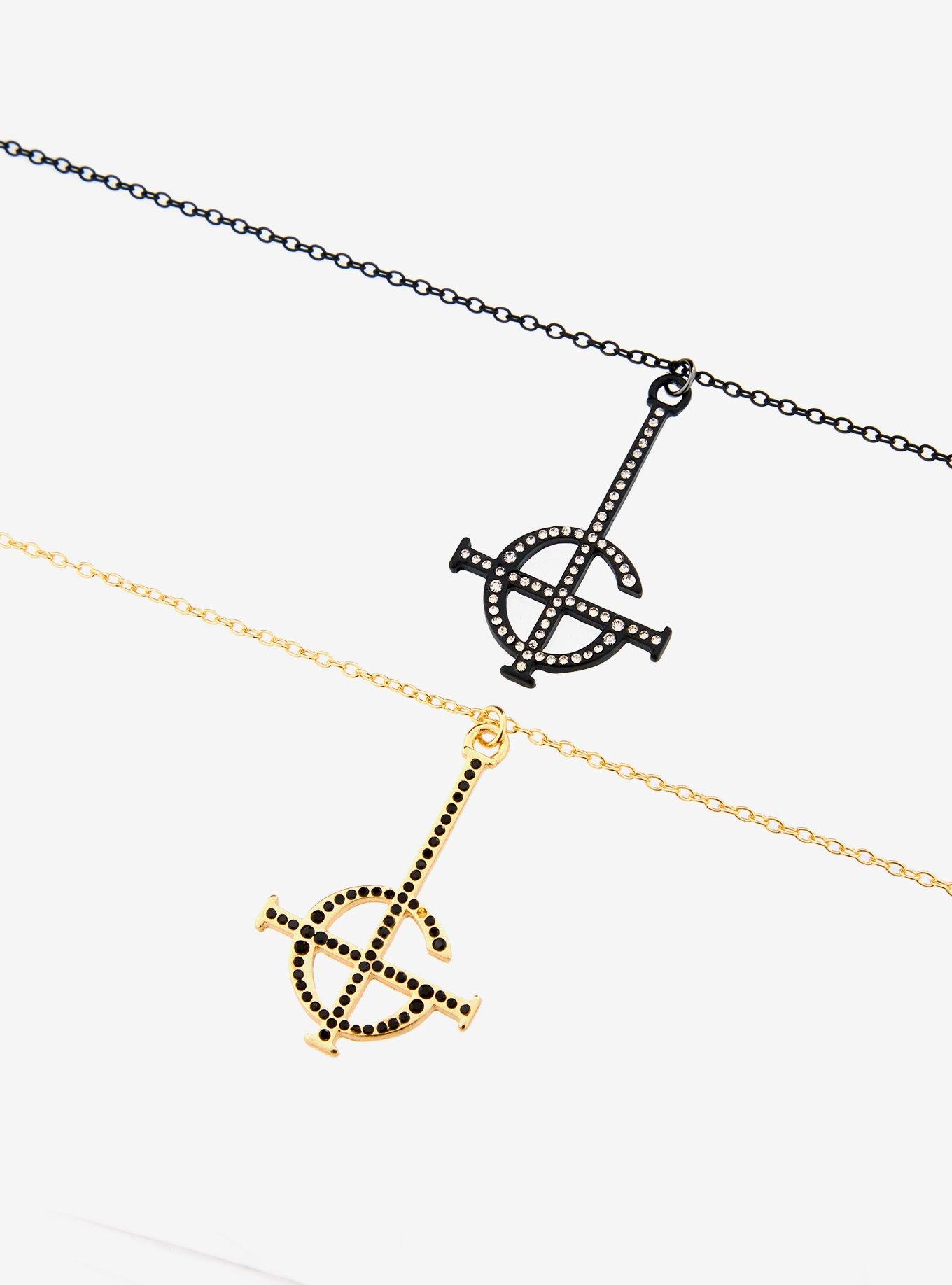 Ghost Bling Grucifix Best Friend Necklace Set, , alternate