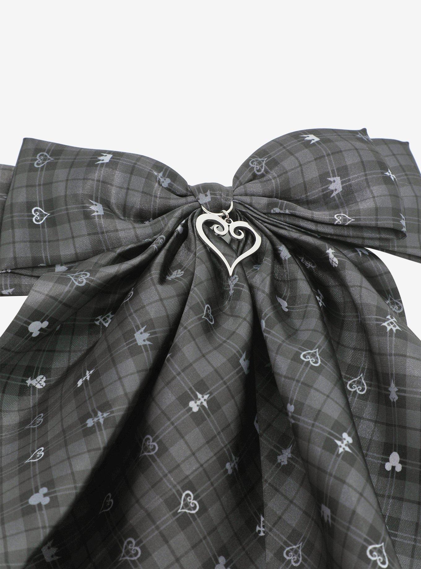 Disney Kingdom Hearts Grey Plaid Icons Hair Bow, , alternate