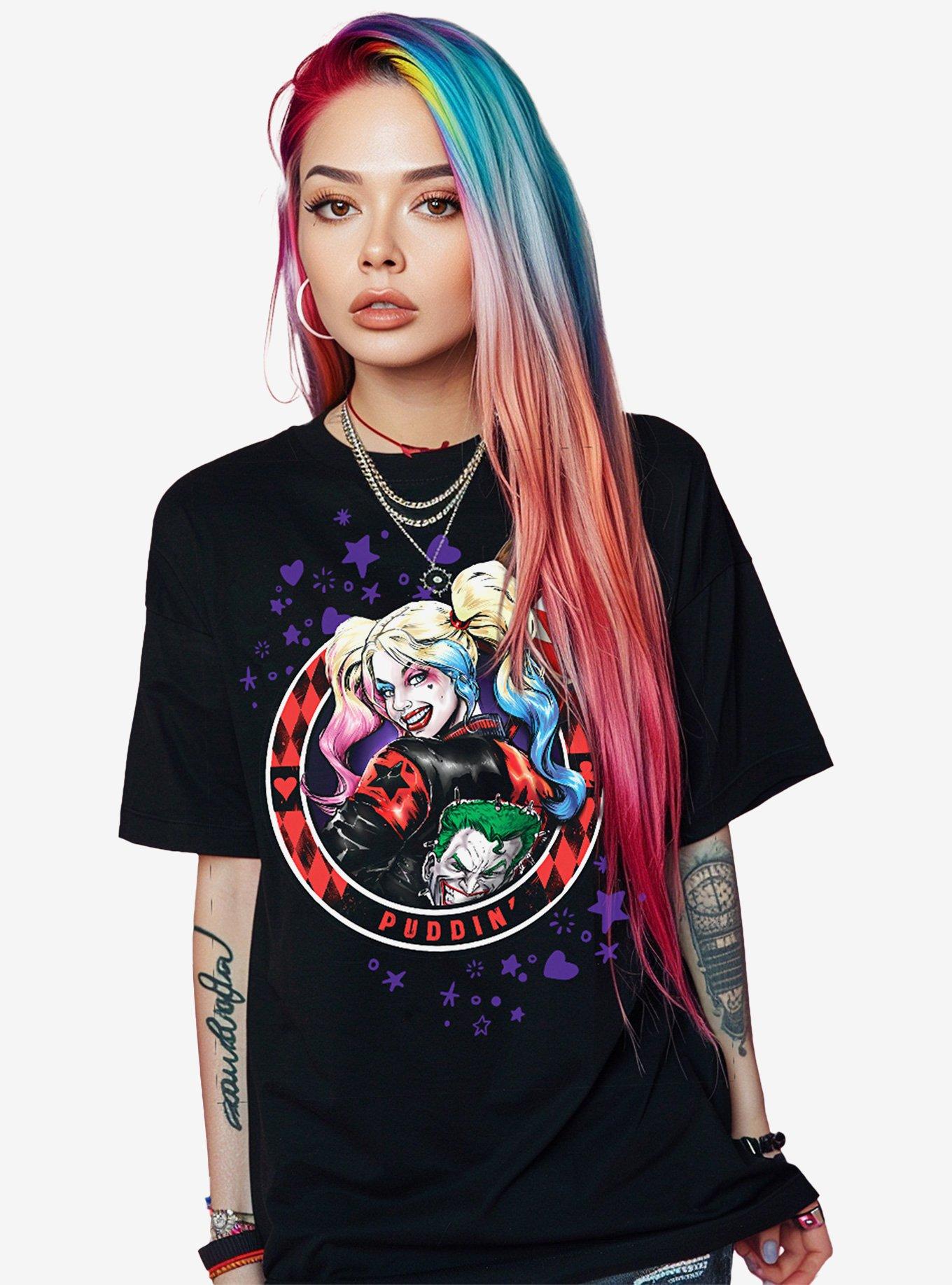 Spiral Harley Quinn Puddin' Front Print T-Shirt, BLACK, alternate