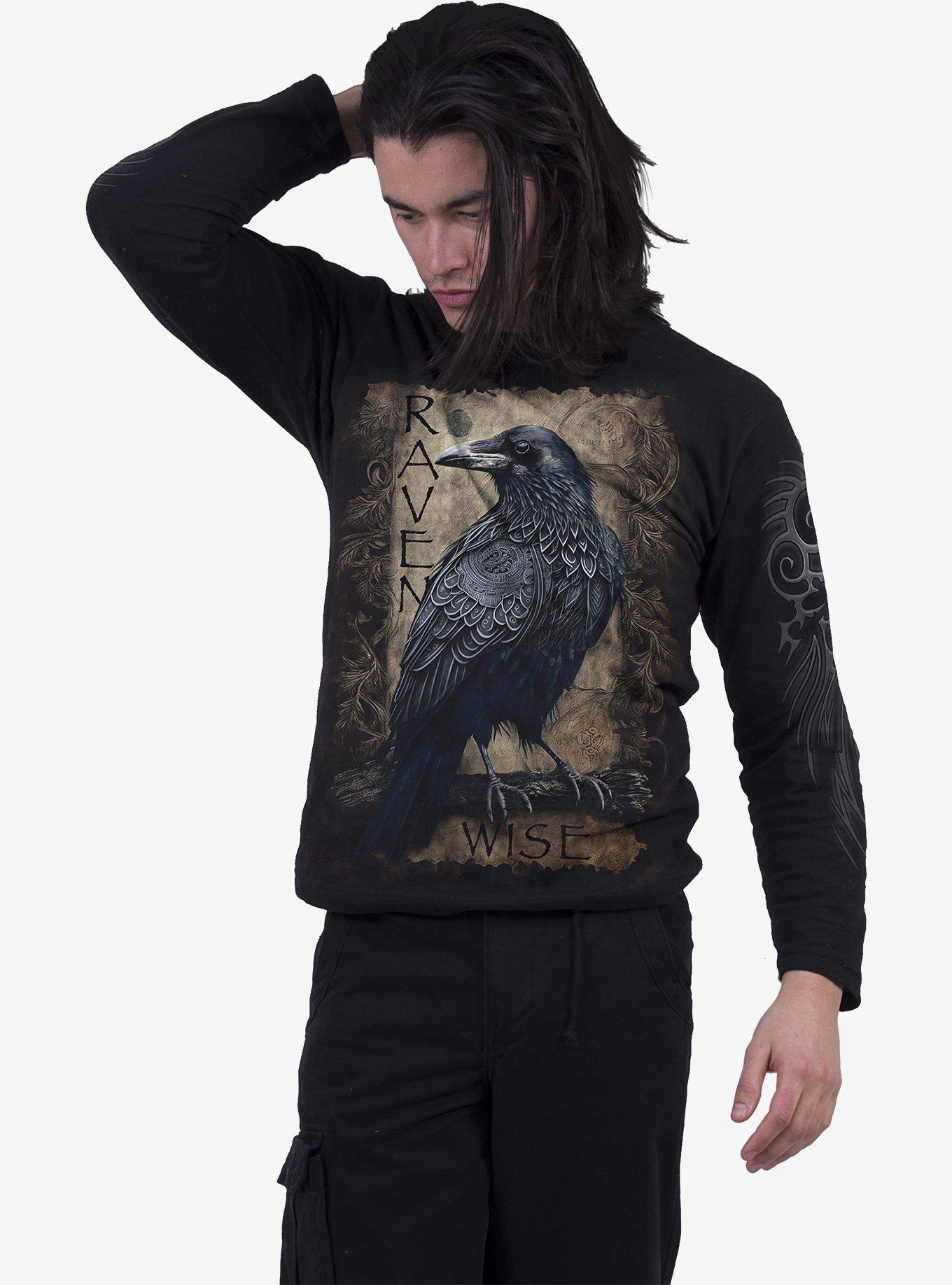 Spiral Raven Wise Long Sleeve T-Shirt, BLACK, alternate
