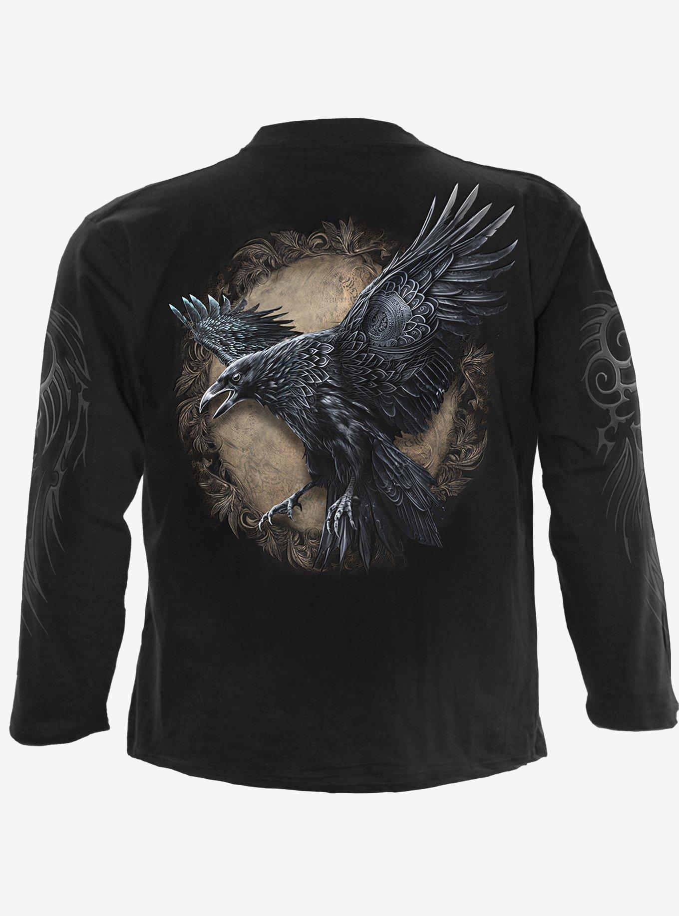 Spiral Raven Wise Long Sleeve T-Shirt, BLACK, alternate