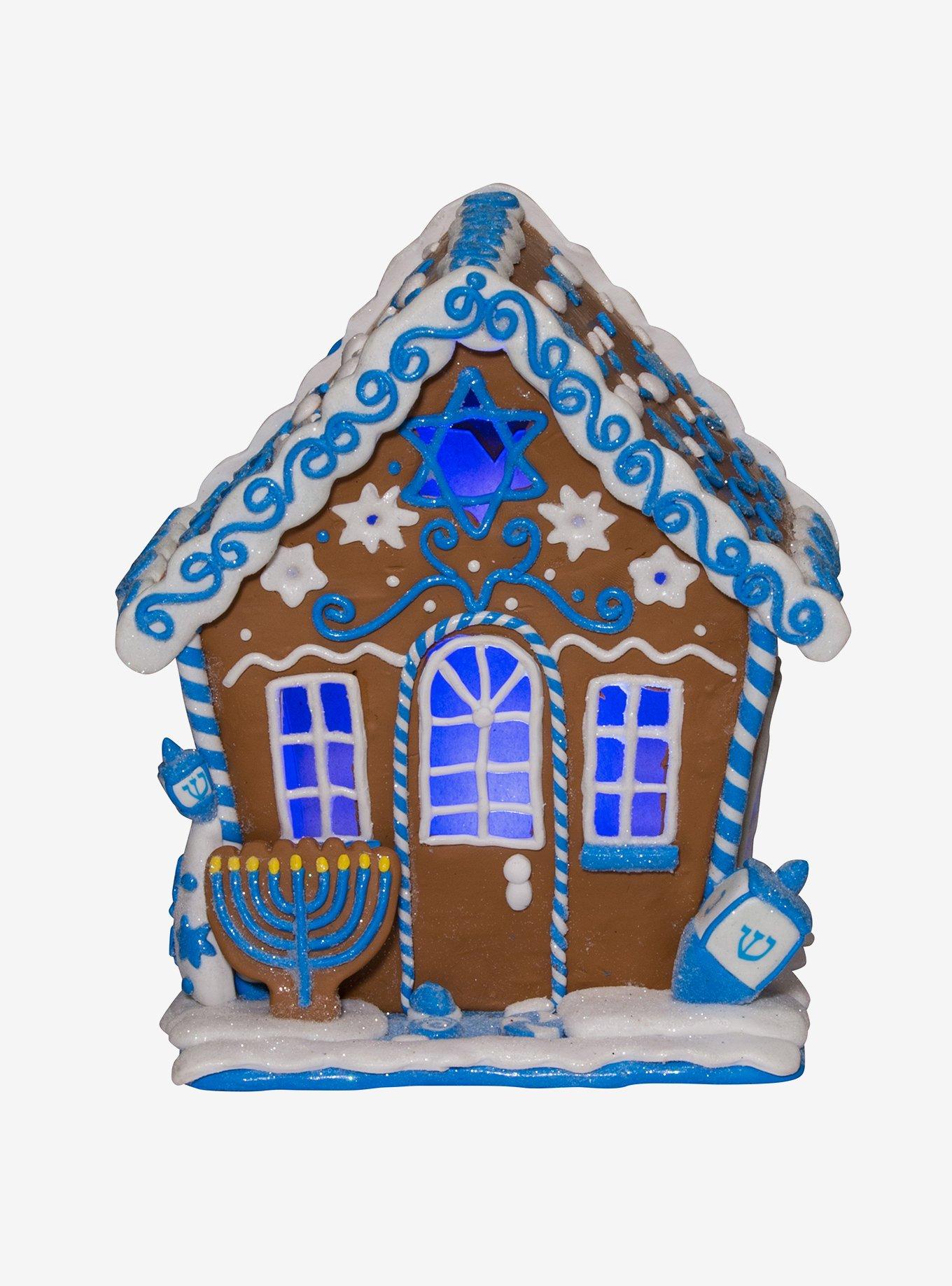 Hanukkah LED Gingerbread House Tablepiece