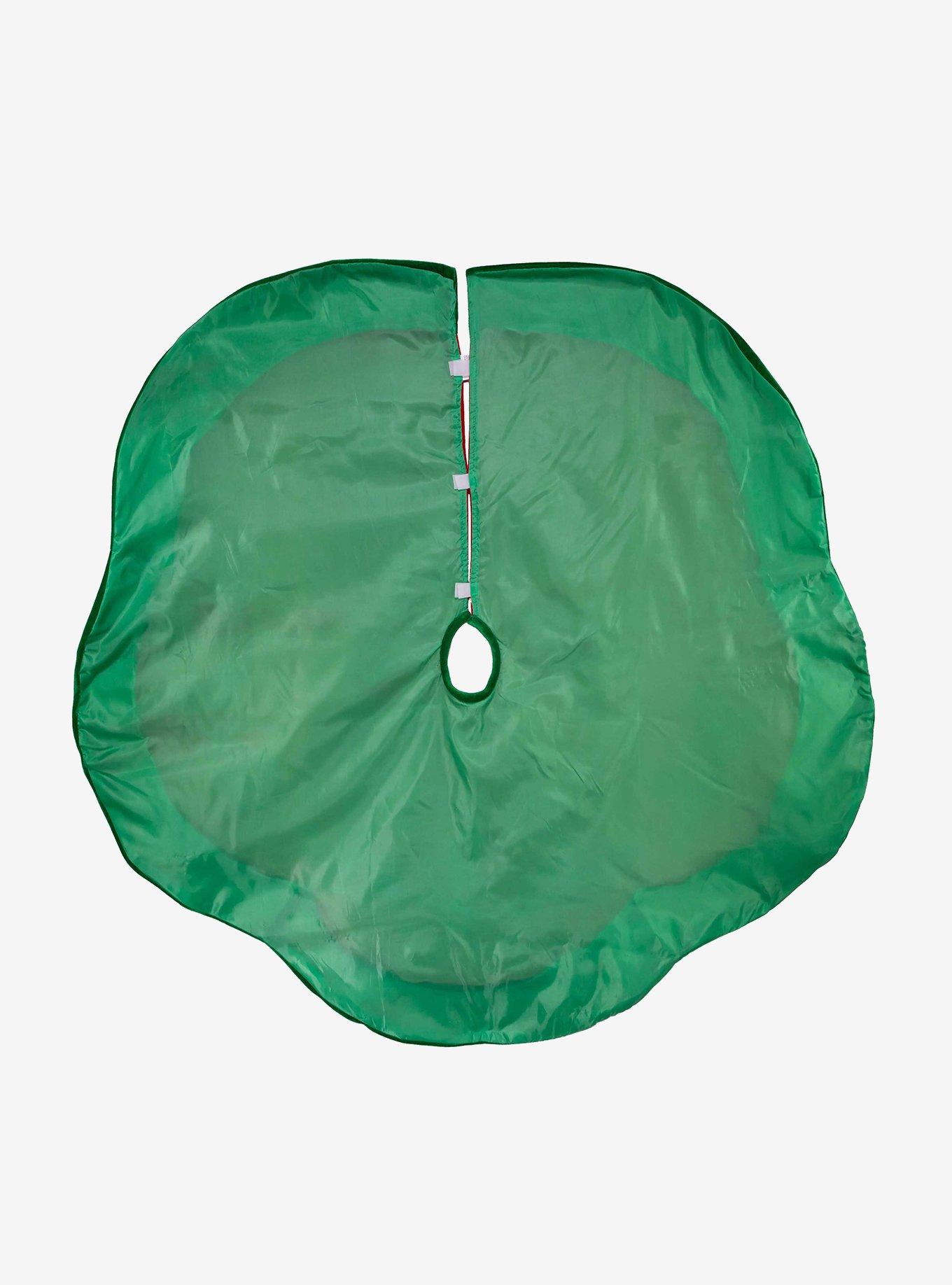 Velvet Red with Green Leaves Applique Tree skirt, , alternate - view 3