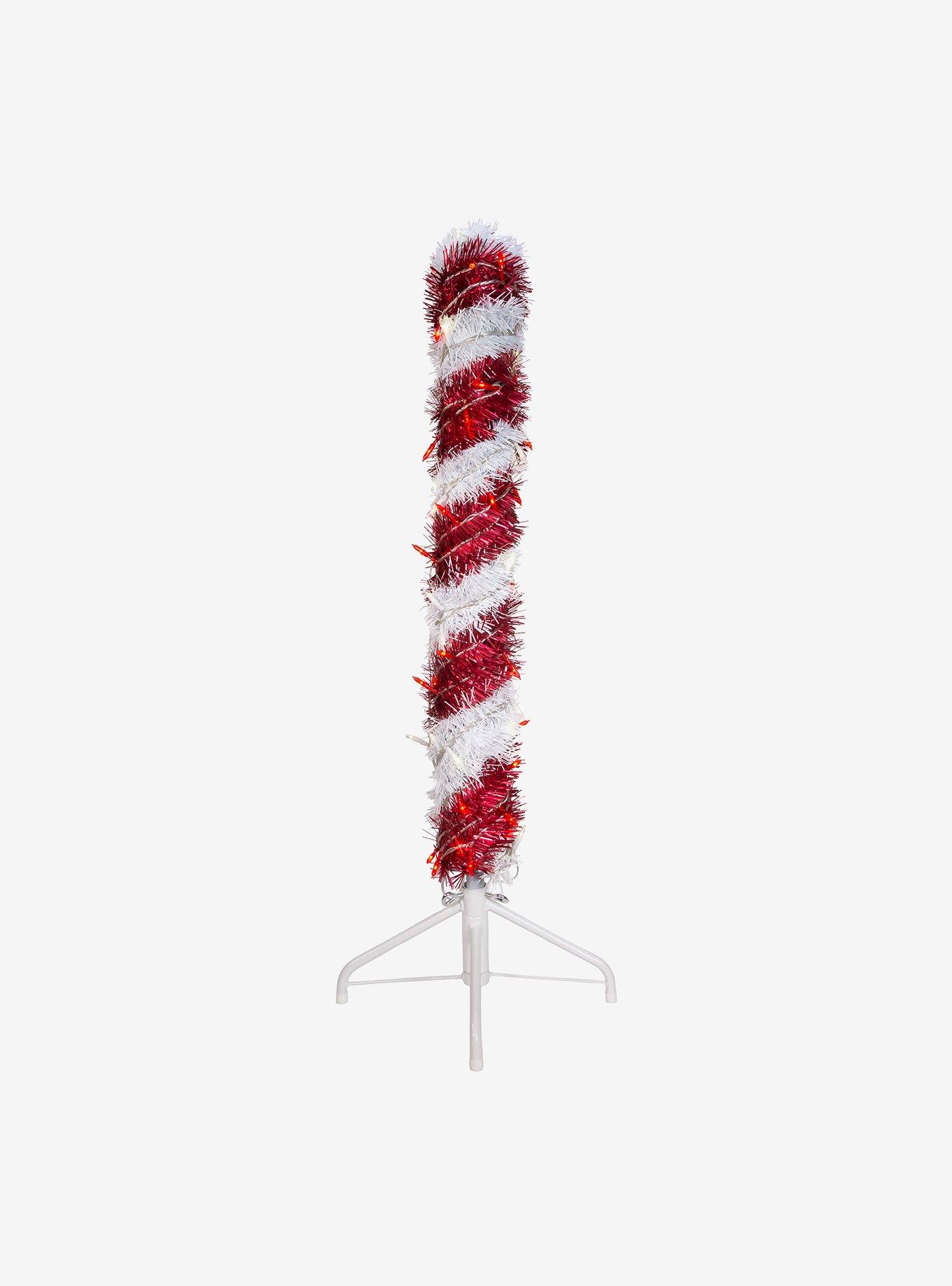 Pre-Lit 3-Foot Red and White LED Tinsel Candy Cane, , alternate