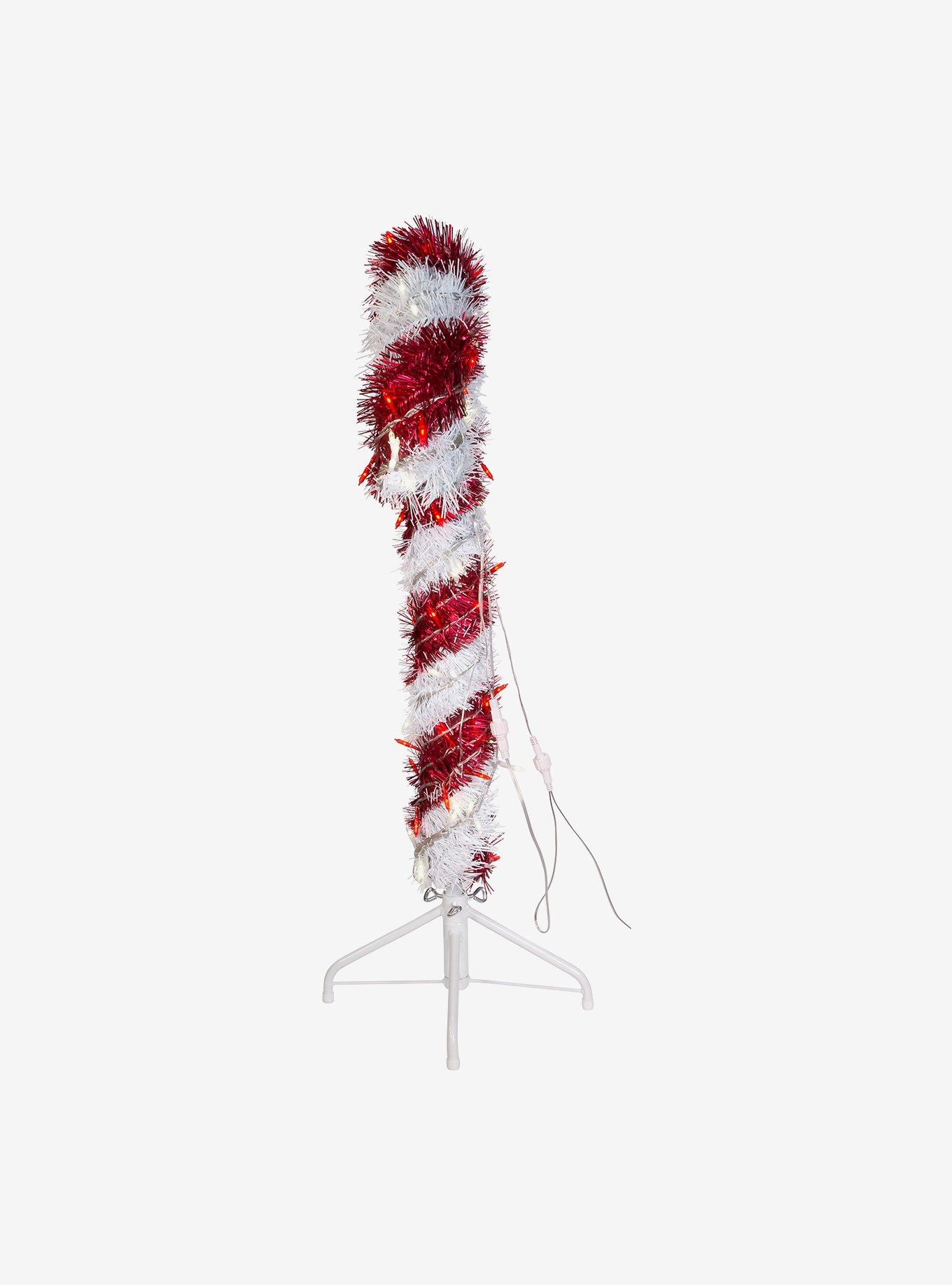 Pre-Lit 3-Foot Red and White LED Tinsel Candy Cane, , alternate