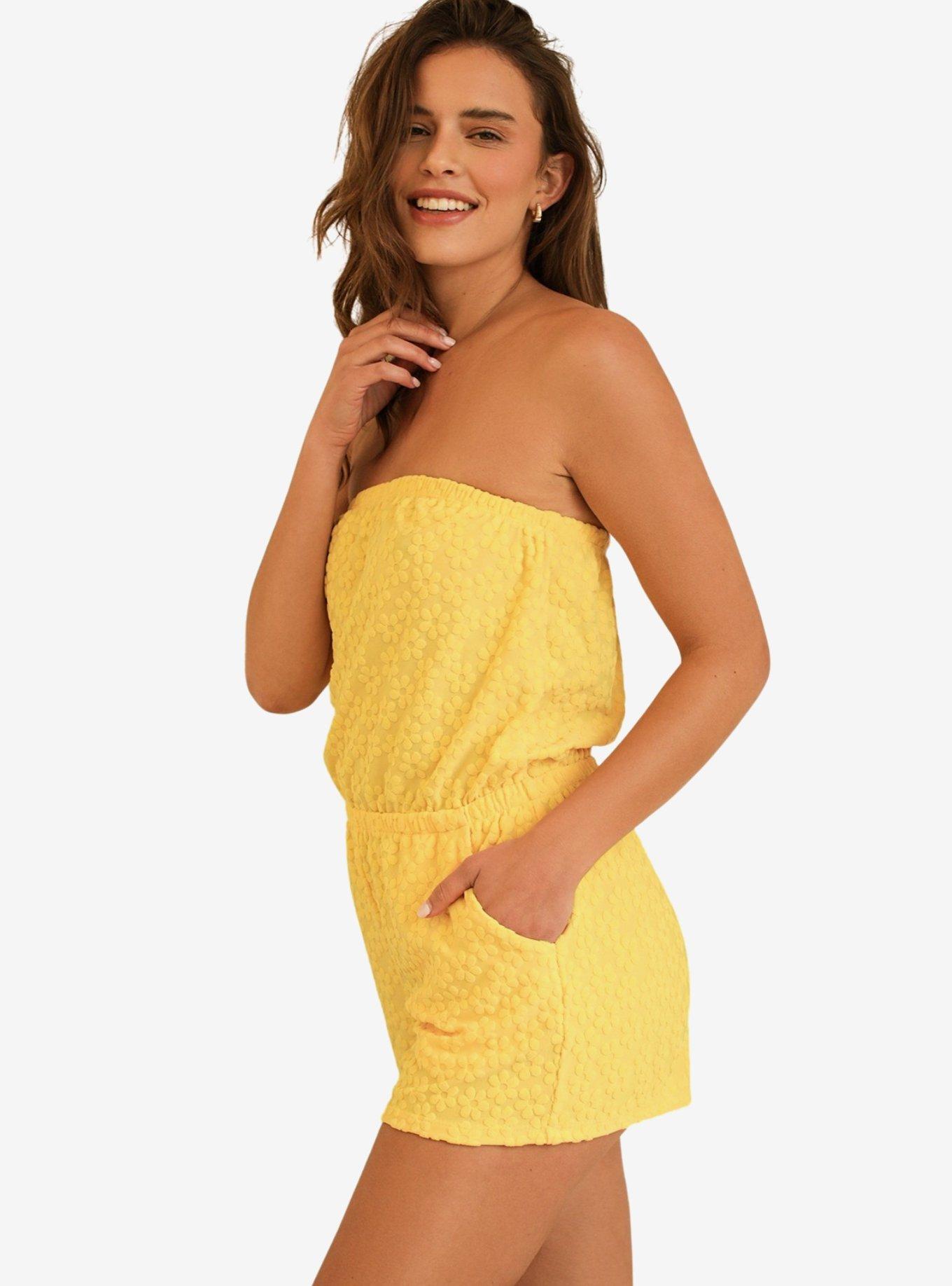 Dippin' Daisy's Napa Bandeau Style Romper Sunblock, BRIGHT YELLOW, alternate