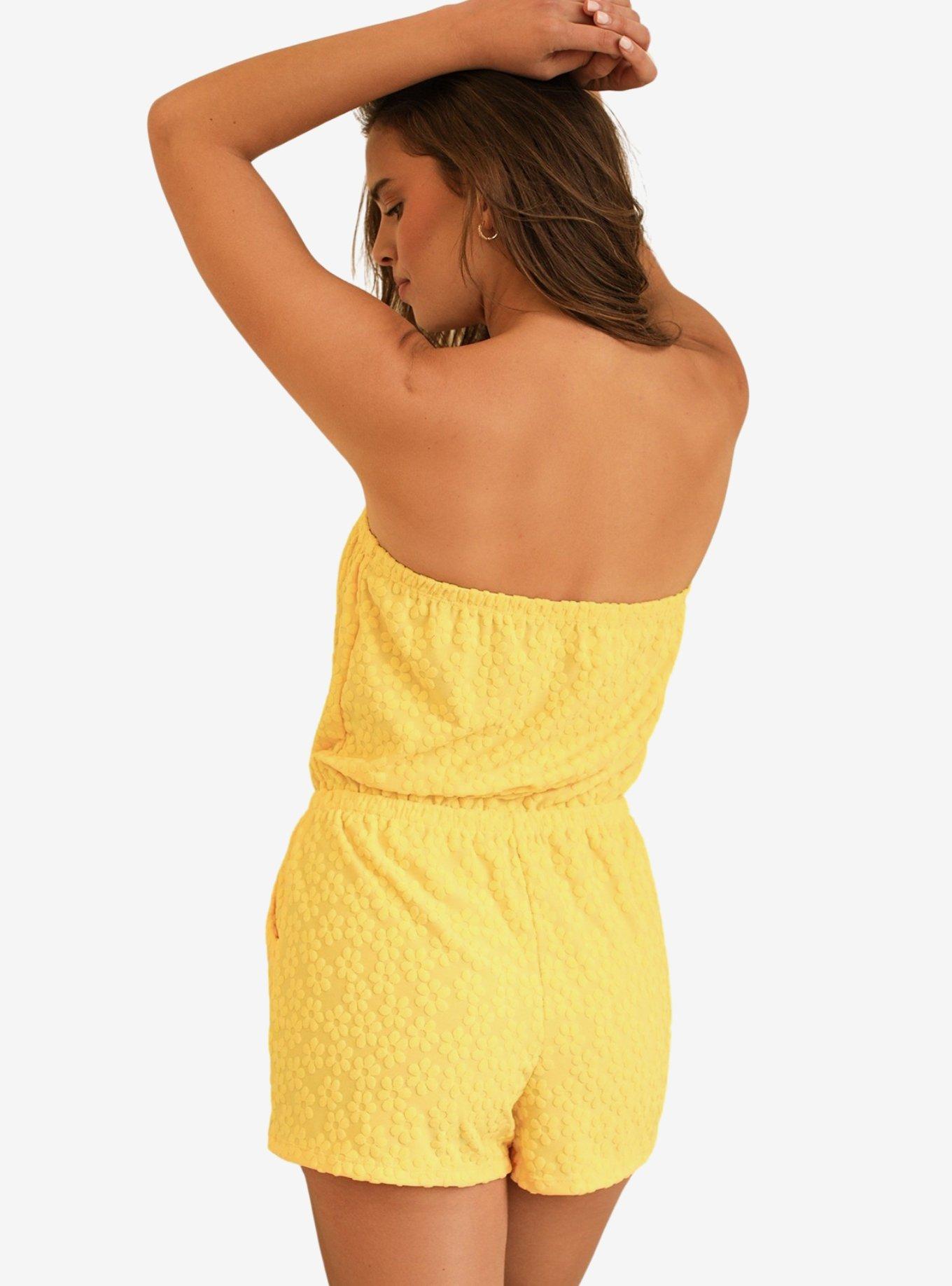 Dippin' Daisy's Napa Bandeau Style Romper Sunblock, BRIGHT YELLOW, alternate