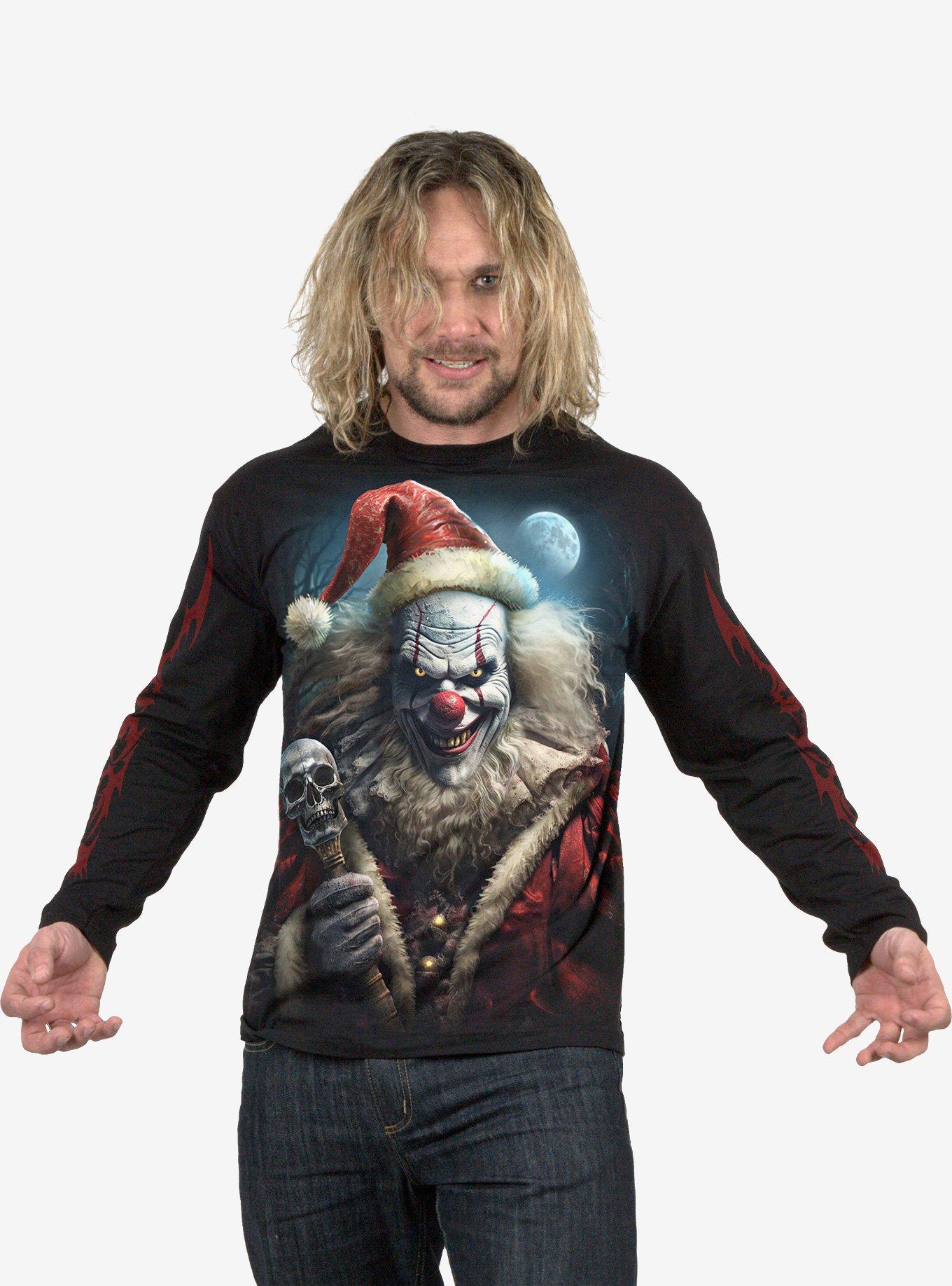 Spiral Santa Clown Long Sleeve T-Shirt, , hi-res