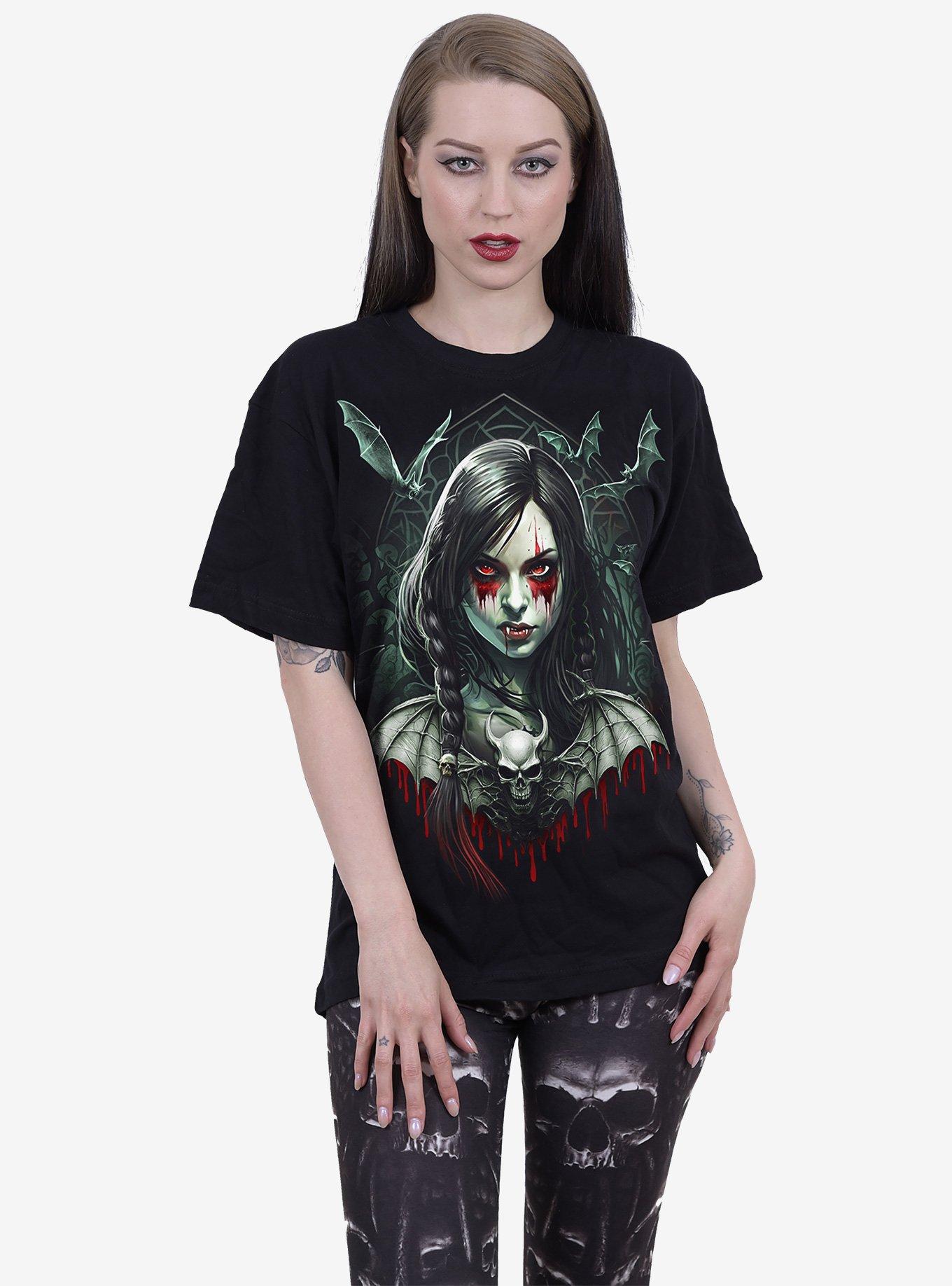Spiral Hallow's Eve Front Print T-Shirt, BLACK, alternate