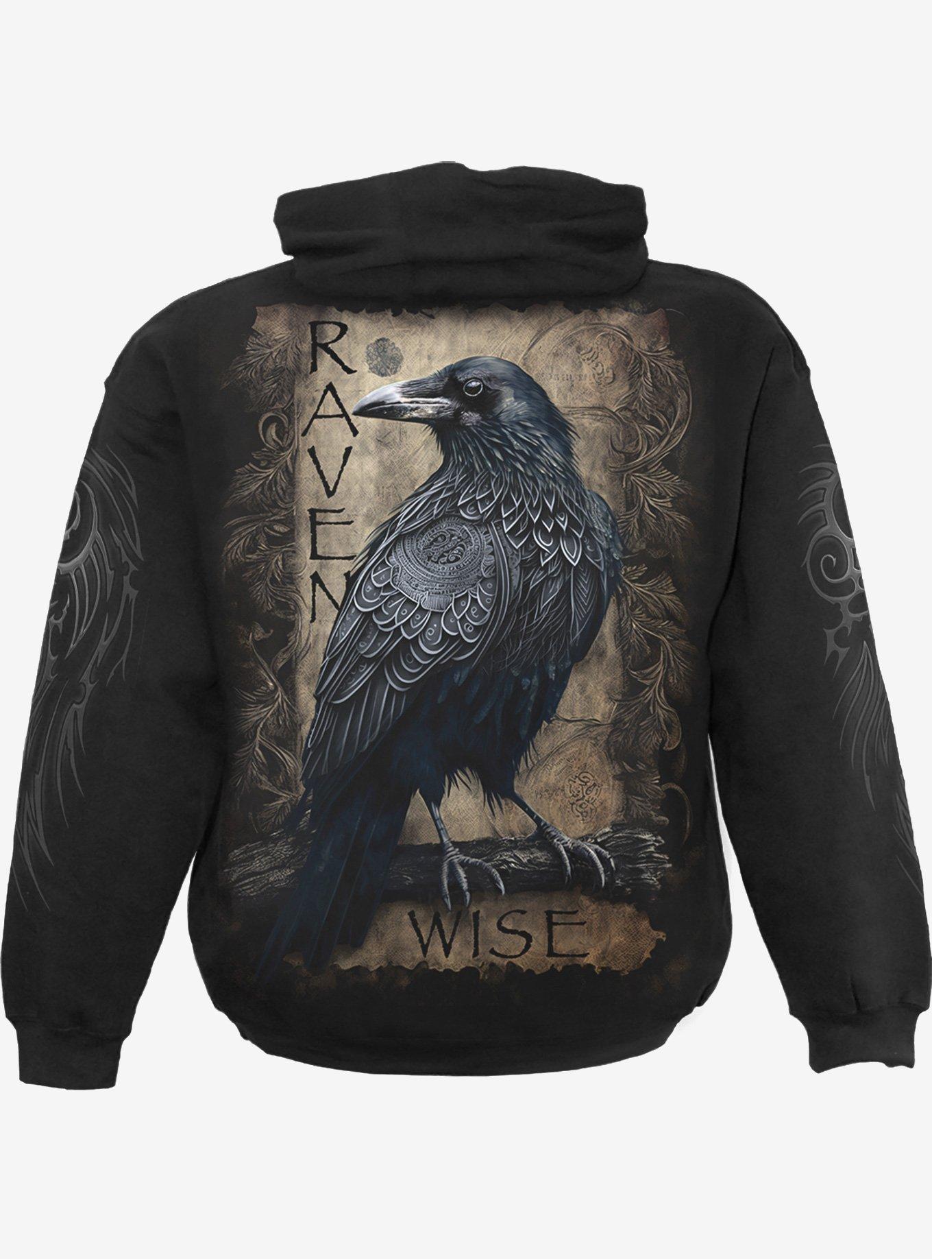Spiral Raven Wise Hoodie, BLACK, alternate