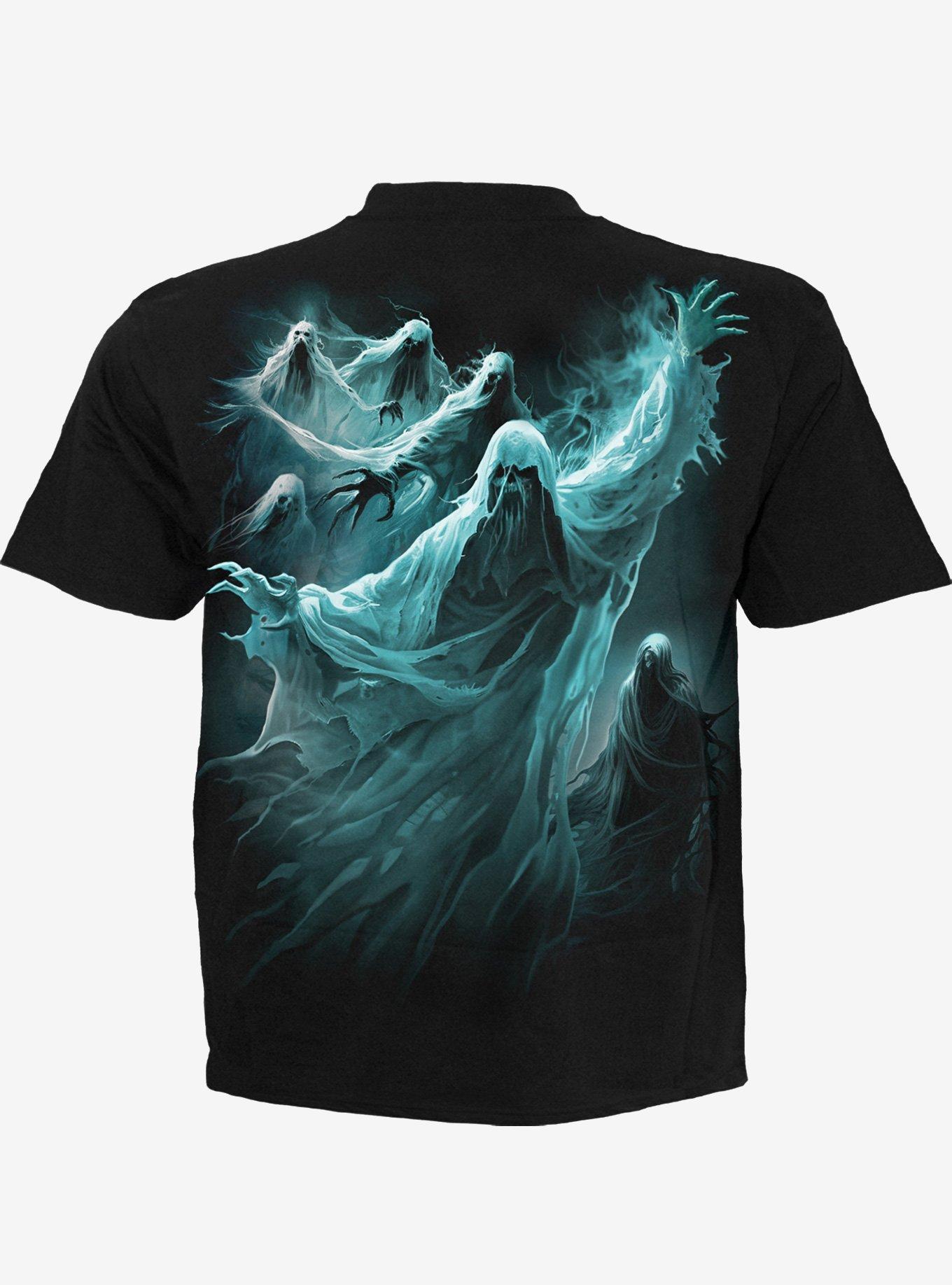 Spiral Ghost Skull T-Shirt, BLACK, alternate