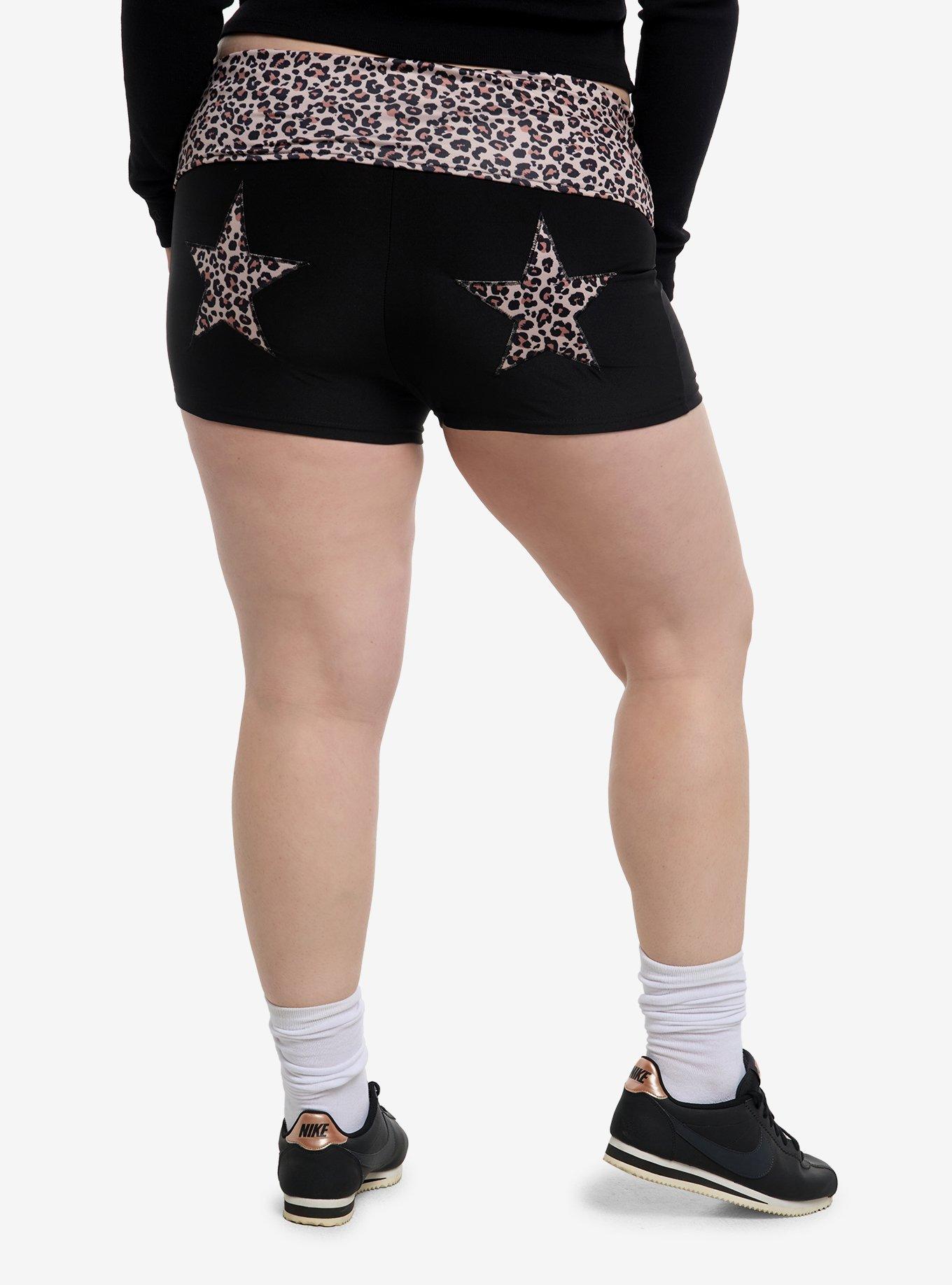 Leopard Star Micro Shorts Plus Size, , hi-res