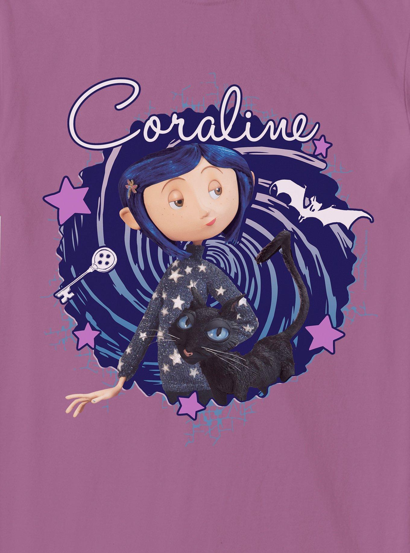 Coraline The Cat Swirl And Stars Garment Dye T-Shirt, , hi-res