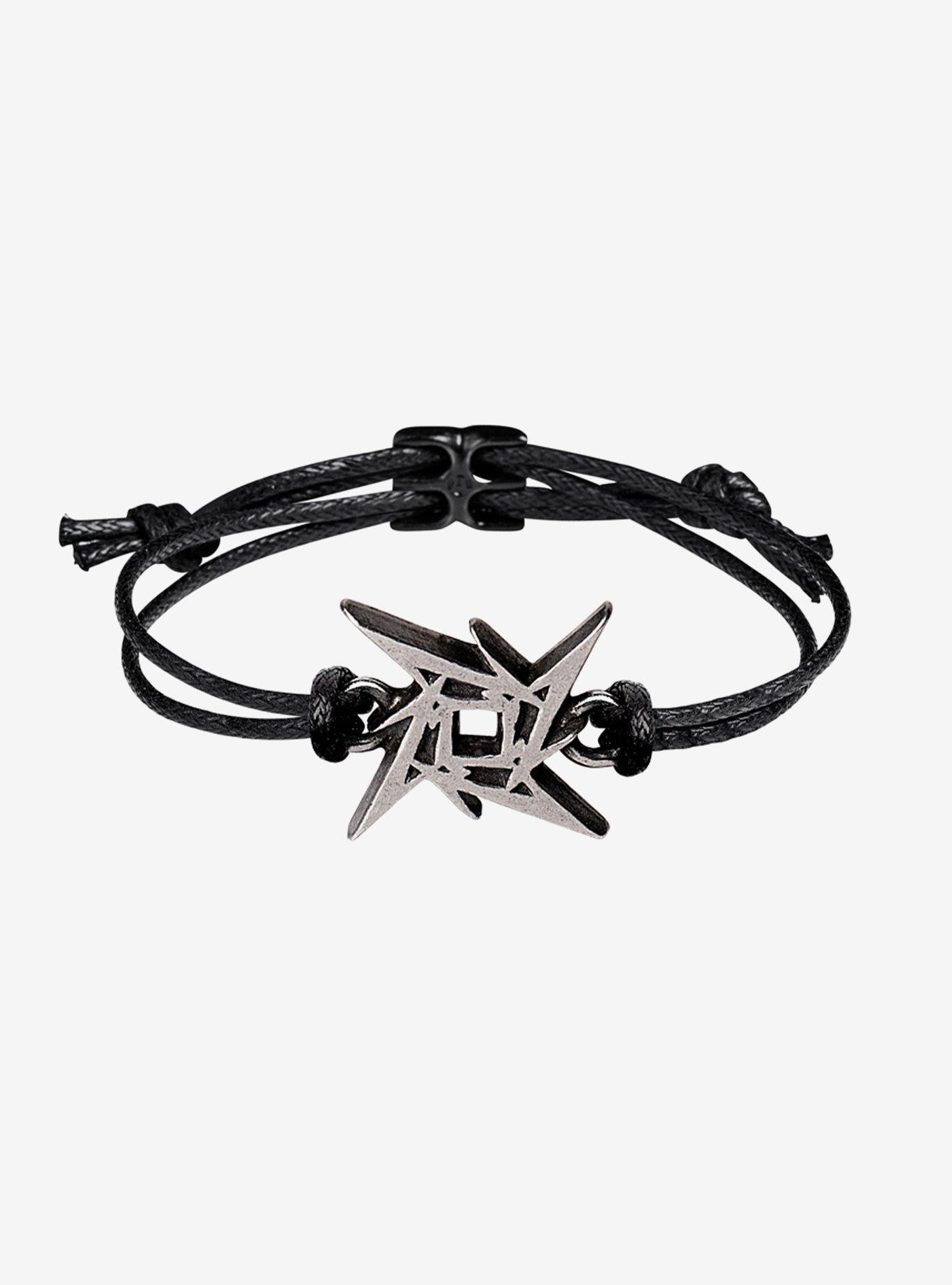 Alchemy of England Metallica: Ninja Star Waxed Cord Logo Wriststrap, , hi-res