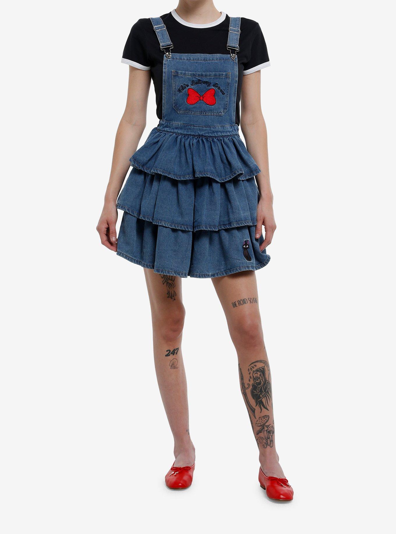 Studio Ghibli&reg; Kiki's Delivery Service Jiji Bow Denim Skirtall, LIGHT WASH, alternate - view 3