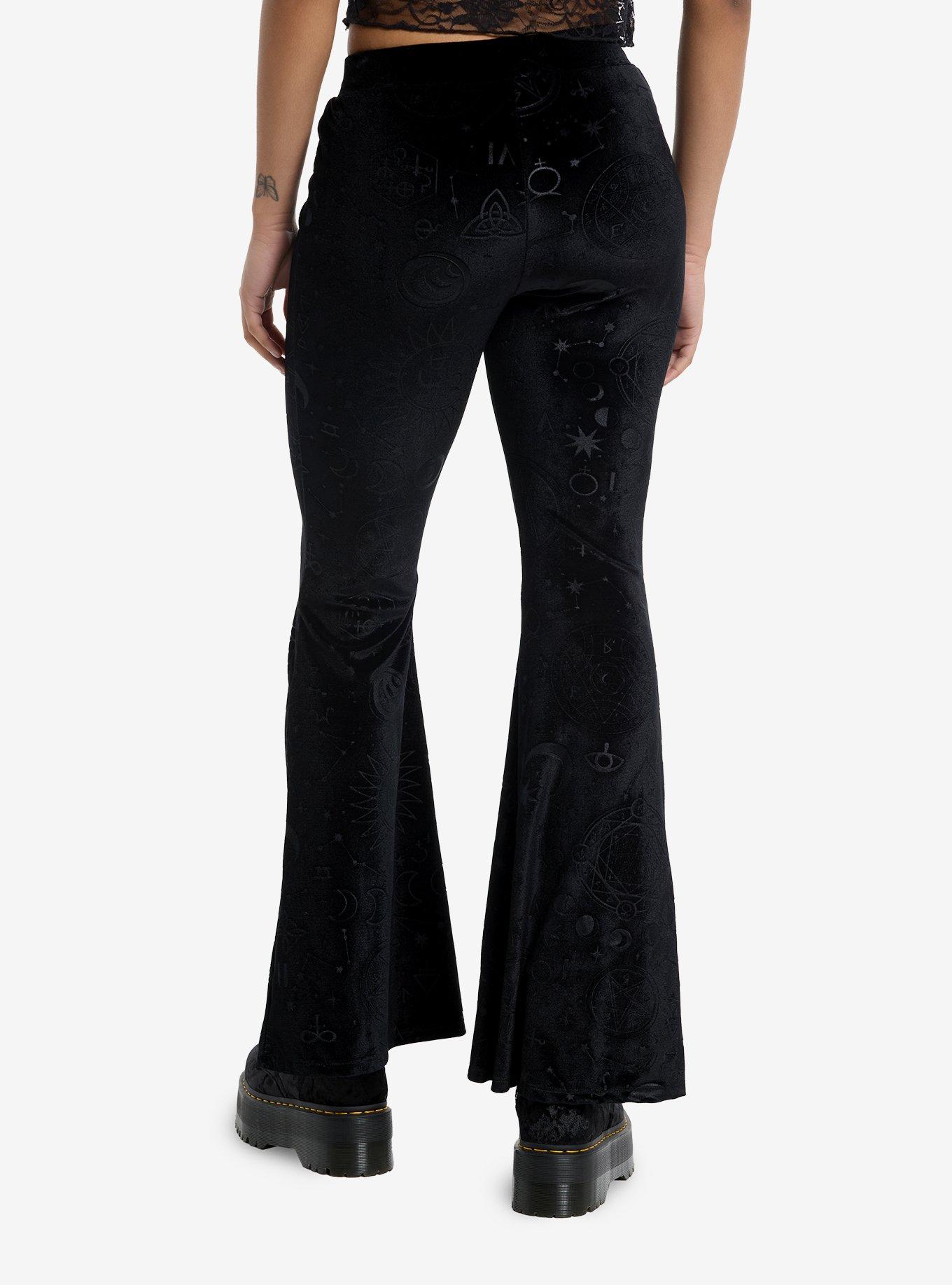 Cosmic Aura Black Celestial Velvet Flare Pants, , hi-res