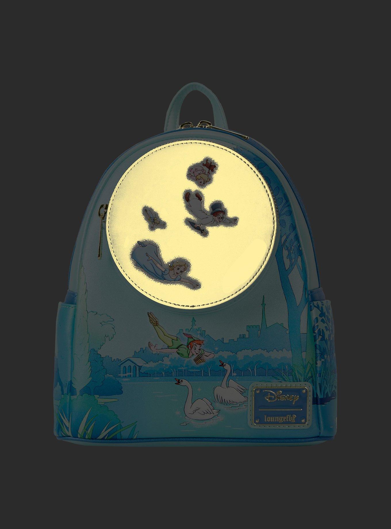 Loungefly Disney Peter Pan Flying Full Moon Glow-in-the-Dark Glitter Mini Backpack, , alternate