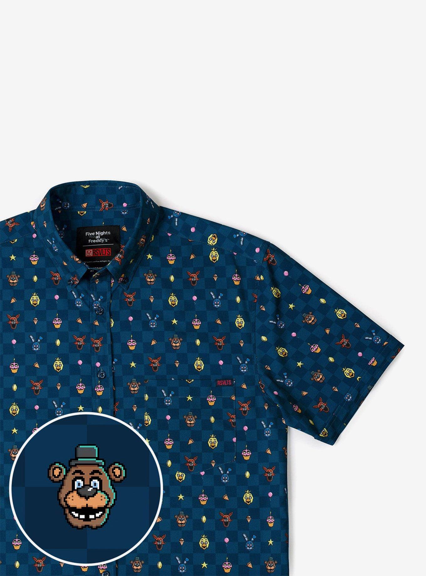 RSVLTS x Five Nights at Freddy's "Pixel Peril" Button-Up Shirt, BLUE, alternate