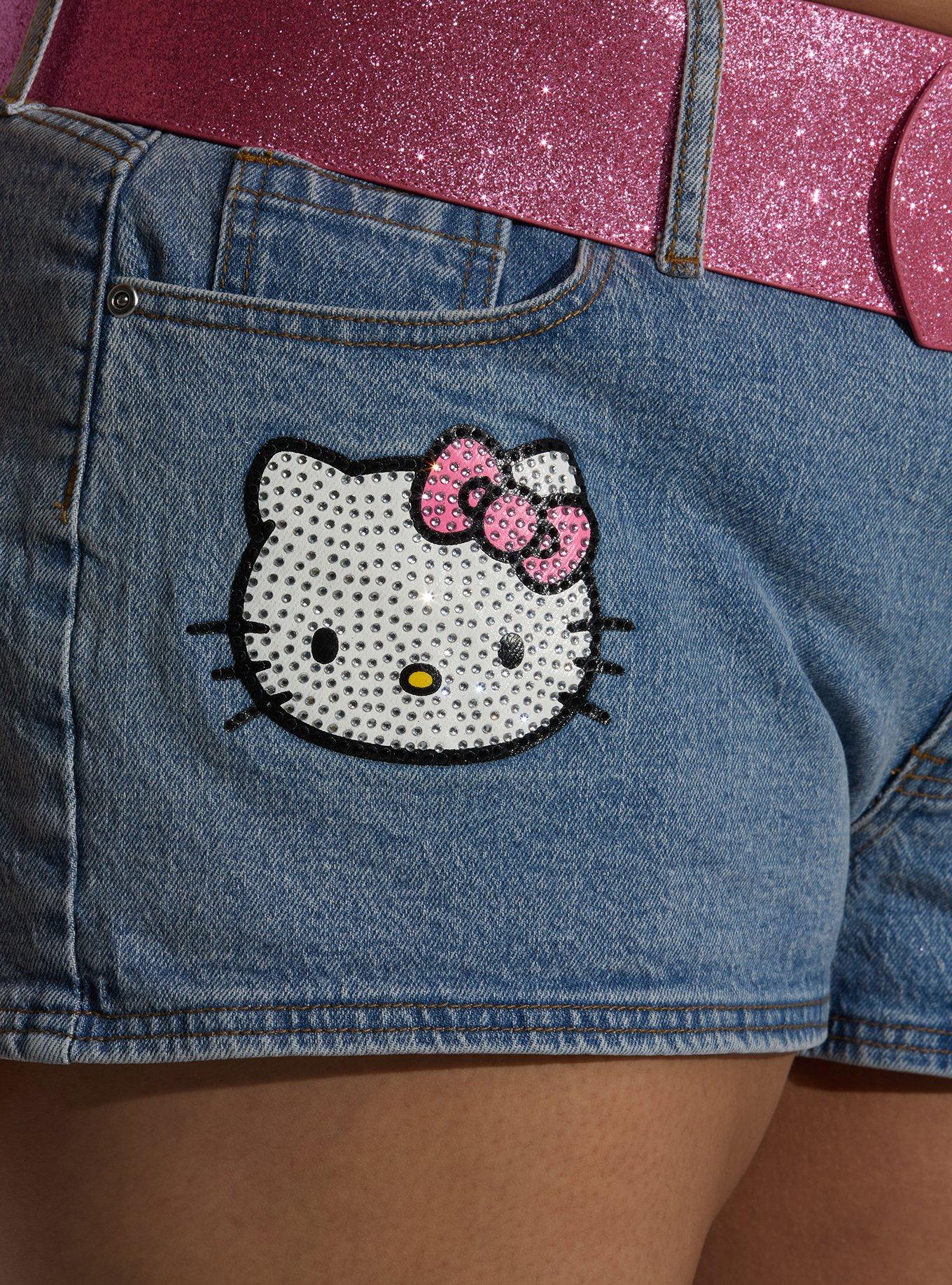 Hello Kitty Rhinestone Micro Shorts With Glitter Belt Plus Size, MULTI, alternate