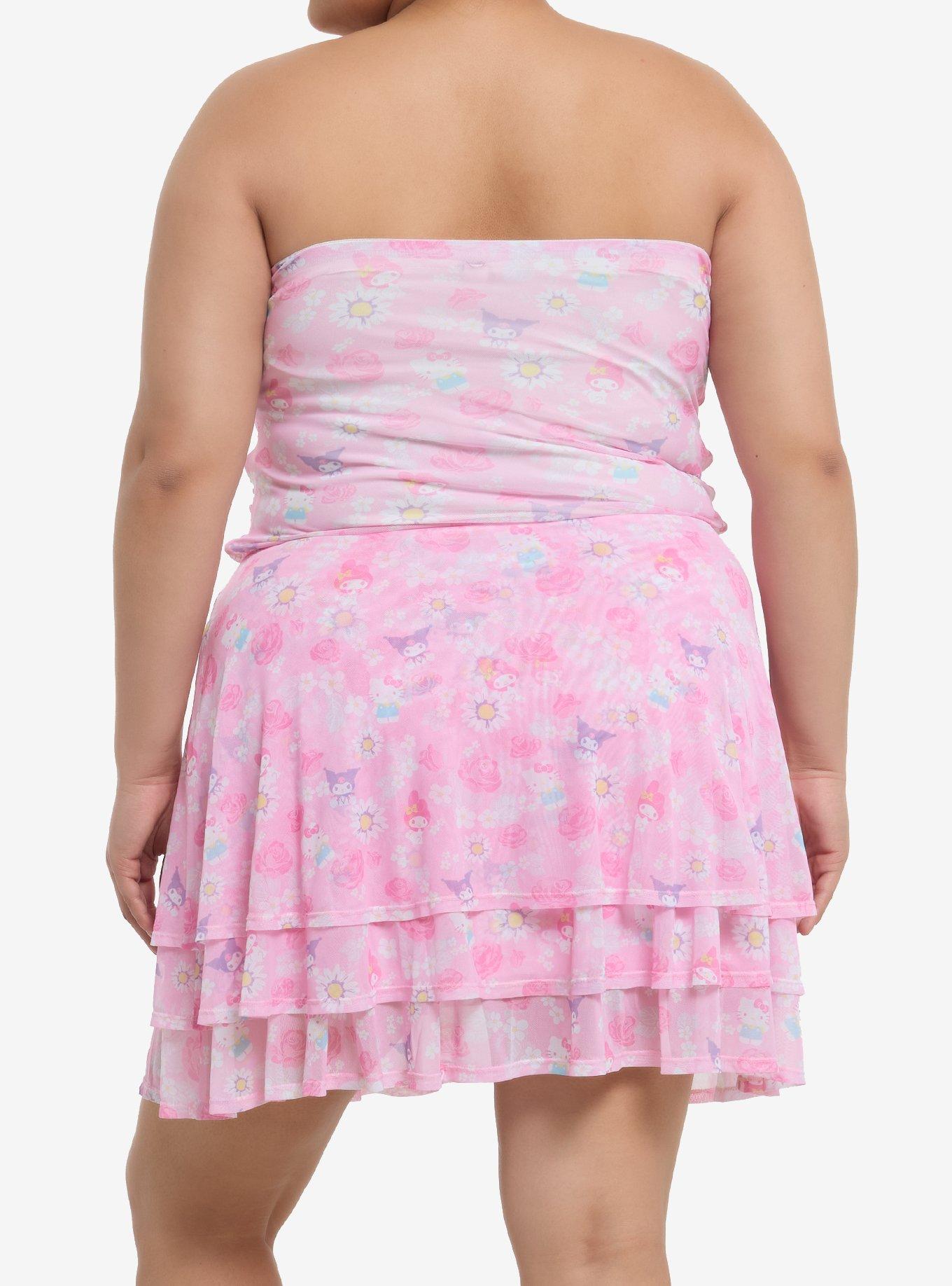 Hello Kitty And Friends Floral Tiered Strapless Dress Plus Size, MULTI, alternate