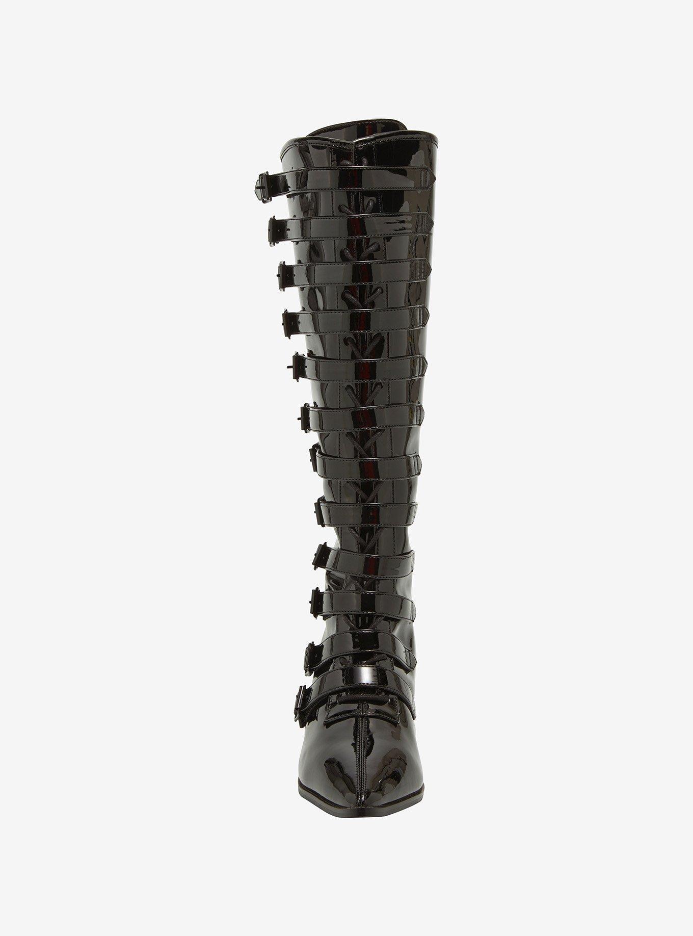 Strange Cvlt Coven Black Patent Knee-High Boots, MULTI, alternate