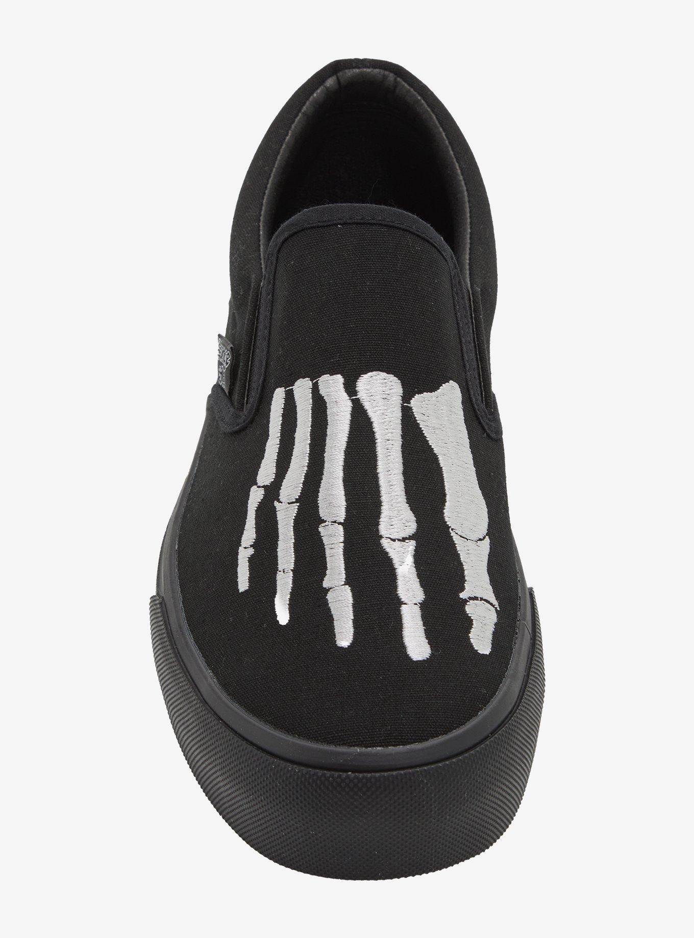 Strange Cvlt Black & White Bones Slip-On Sneakers, MULTI, alternate