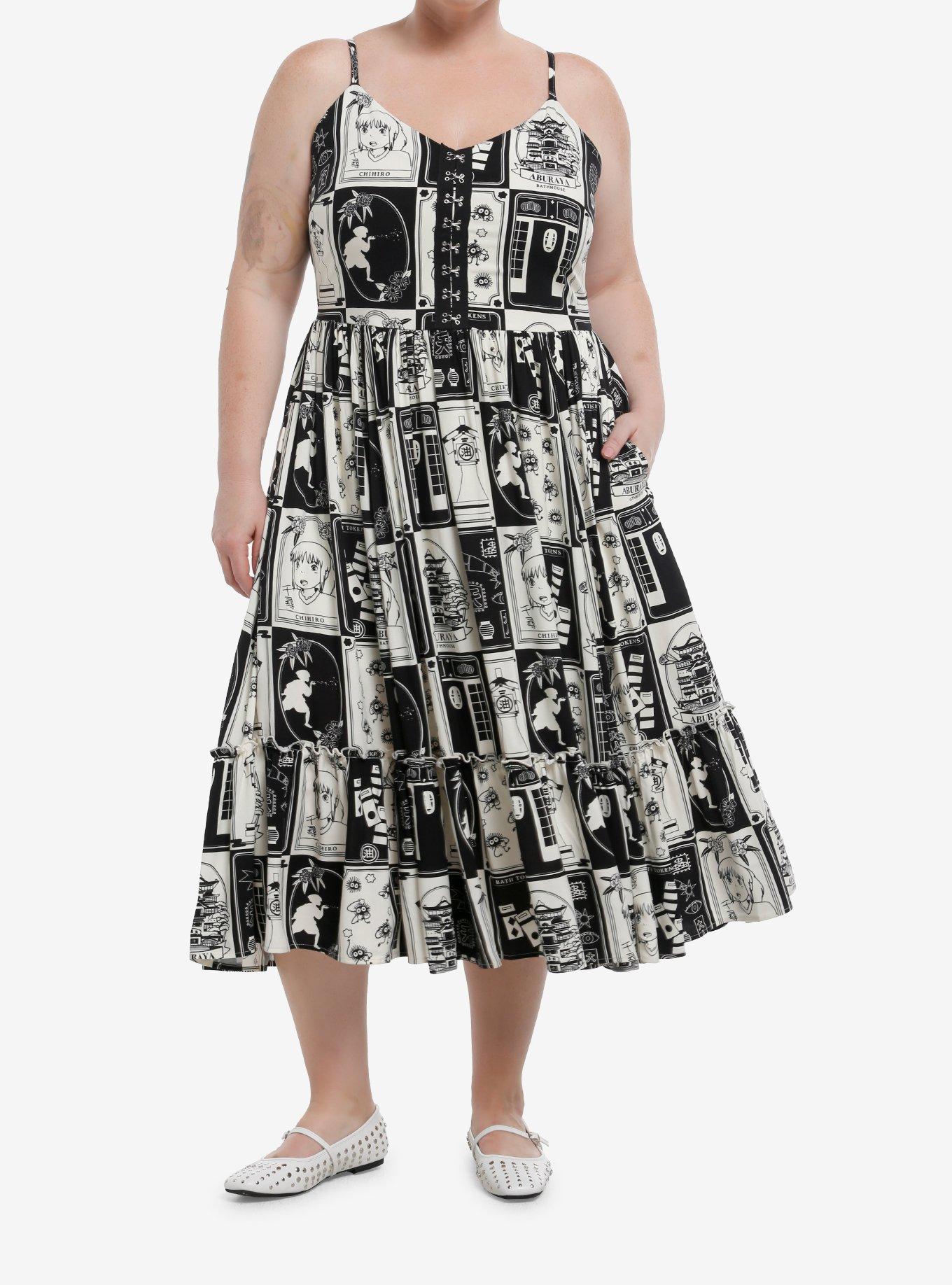 Her Universe Studio Ghibli® Spirited Away Black & White Midi Dress Plus Size, , hi-res