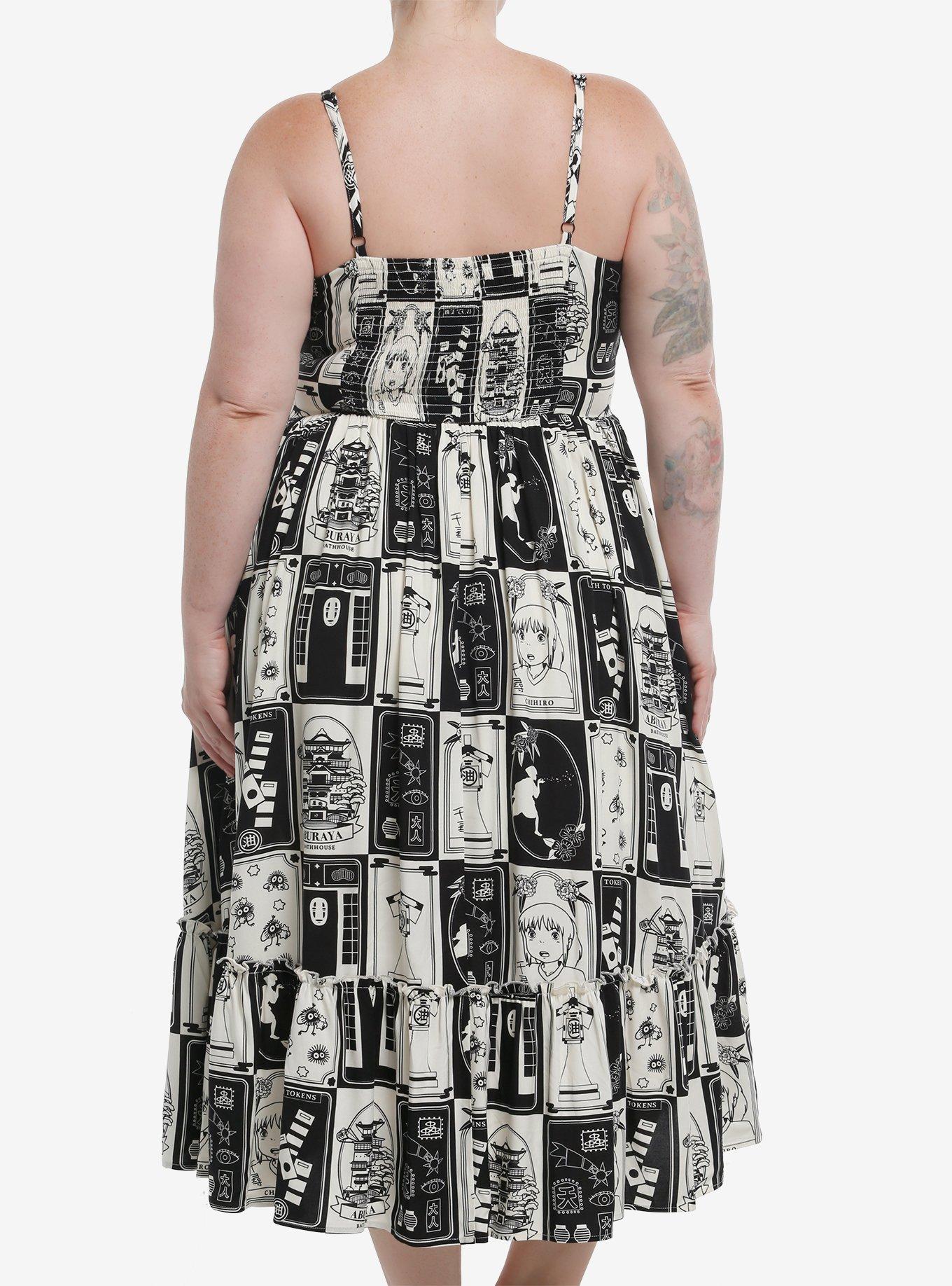 Her Universe Studio Ghibli® Spirited Away Black & White Midi Dress Plus Size, MULTI, alternate