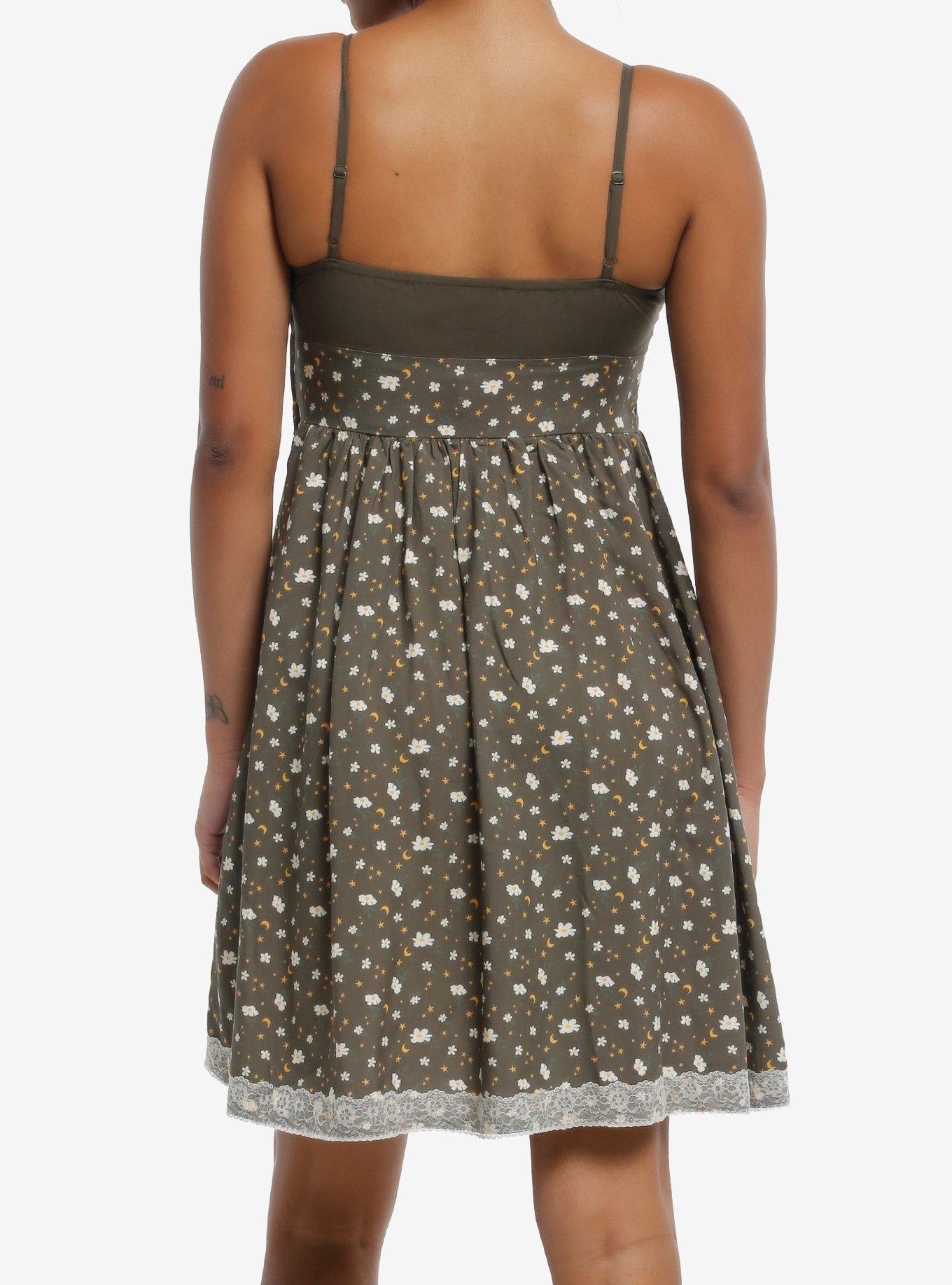 Thorn & Fable Green Floral Lace Slip Dress, , hi-res
