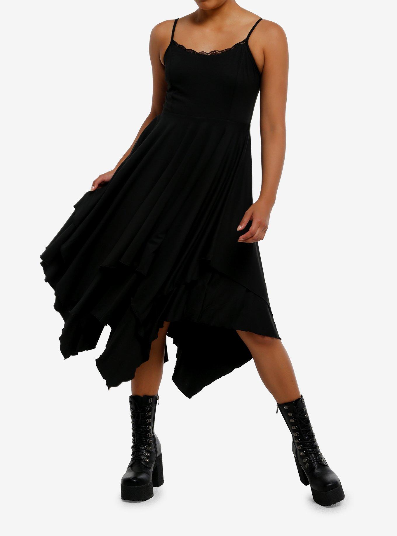 Cosmic Aura Black Hanky Hem Maxi Dress, , hi-res