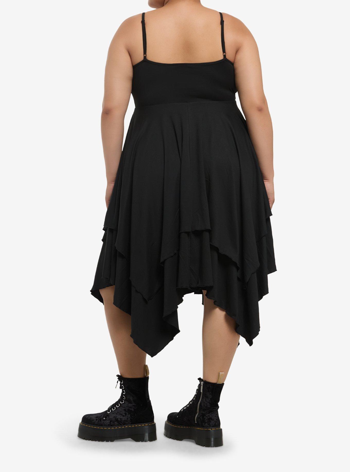 Cosmic Aura Black Hanky Hem Maxi Dress Plus Size, , hi-res