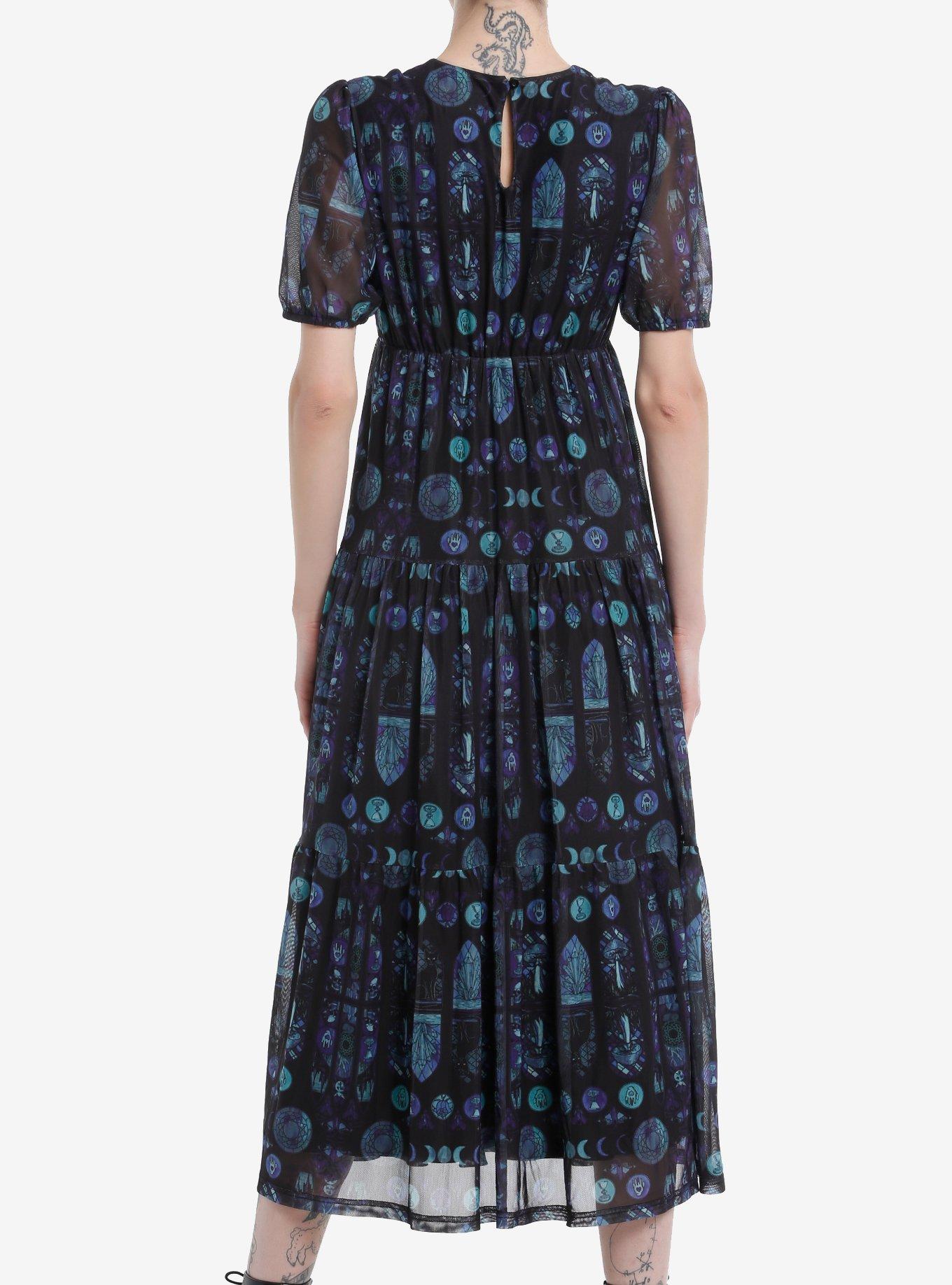 Cosmic Aura Stained Glass Mesh Maxi Dress, BLUE, alternate