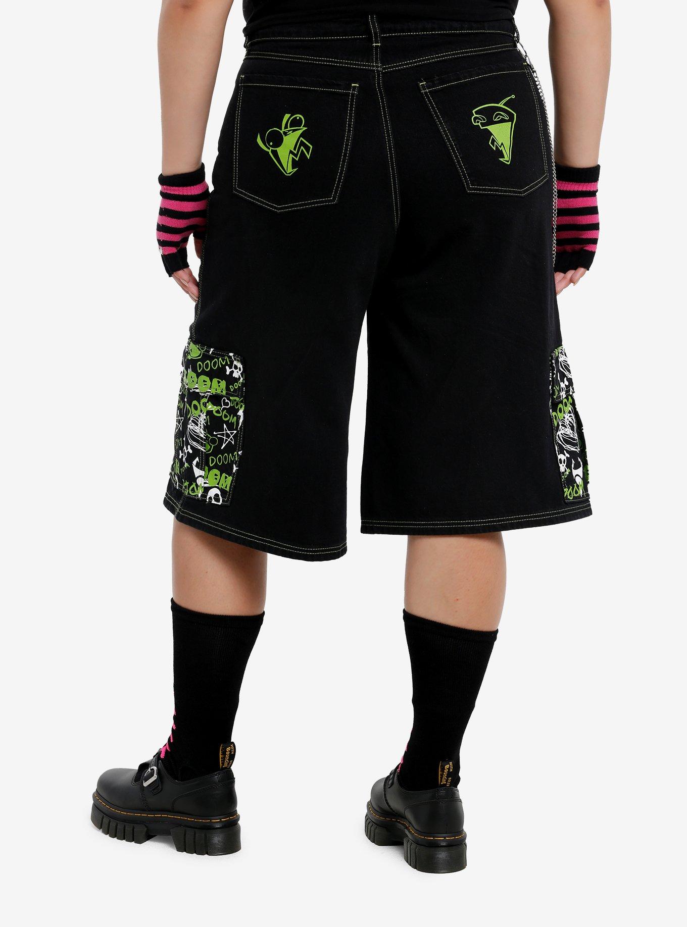 Invader Zim GIR Wide Leg Cargo Jorts Plus Size, , hi-res