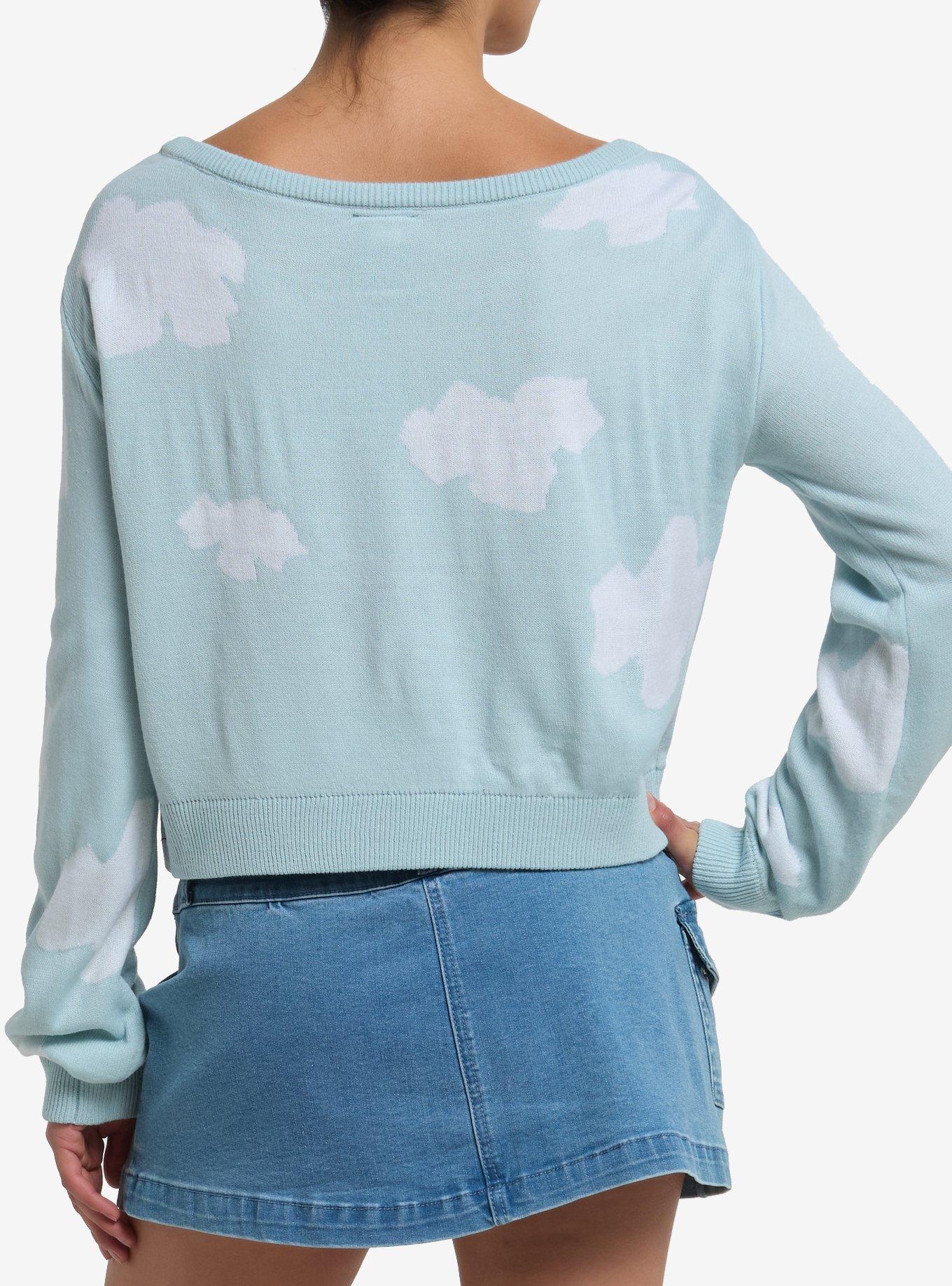 Peanuts Snoopy & Woodstock Clouds Girls Boatneck Sweater, MULTI, alternate