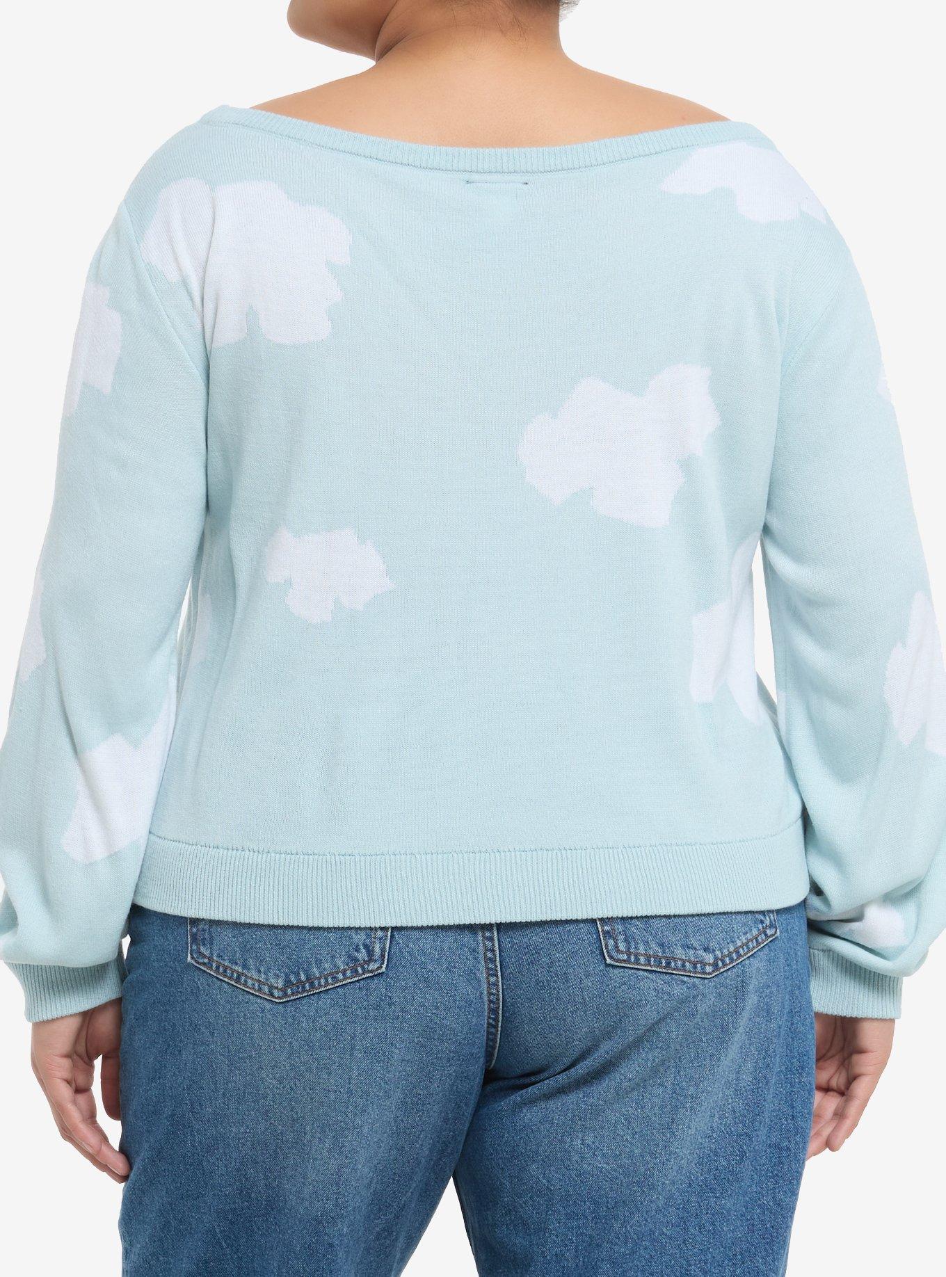 Peanuts Snoopy & Woodstock Clouds Girls Boatneck Sweater Plus Size, MULTI, alternate