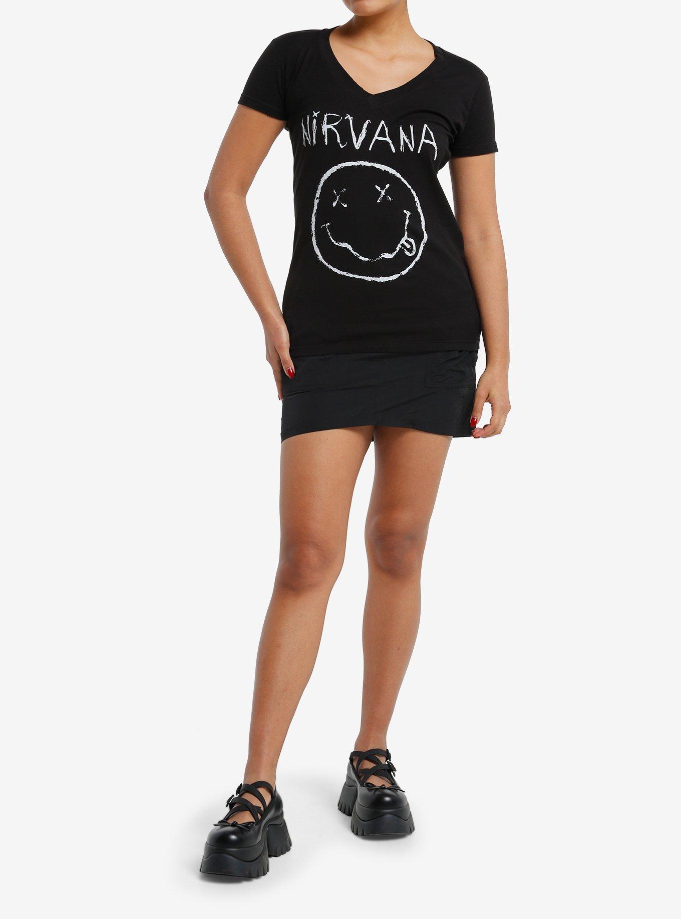 Nirvana Smile Face Girls V-Neck T-Shirt, , hi-res