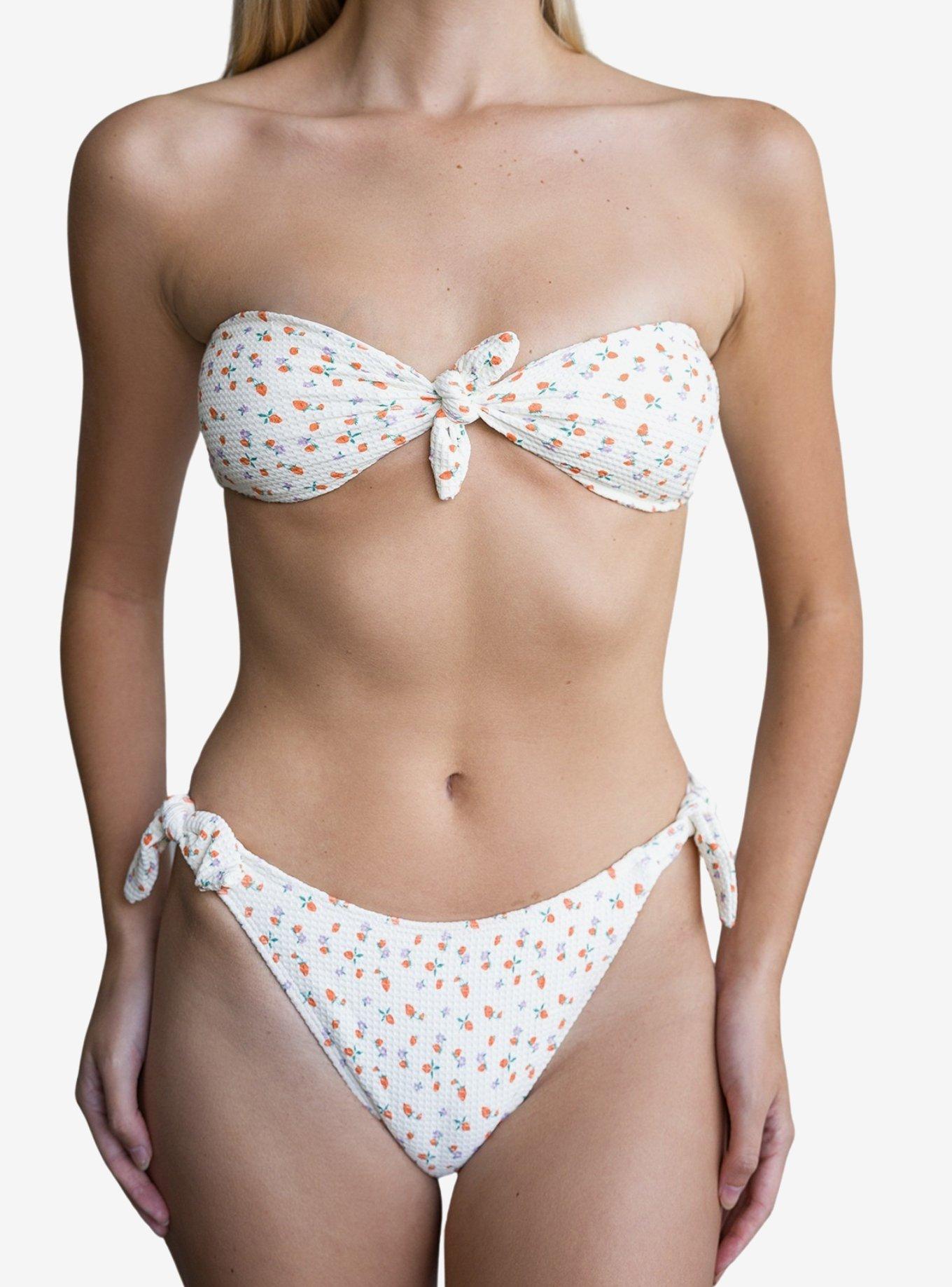Dippin' Daisy's Bunny Knotted Bandeau Swim Top Shortcake, BRIGHT WHITE, alternate