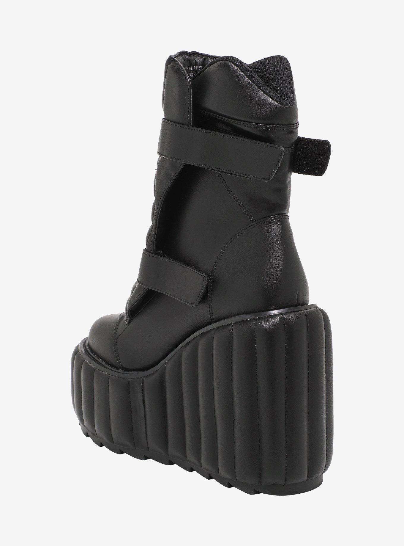 YRU Black Moto Dune Platform Boots, MULTI, alternate
