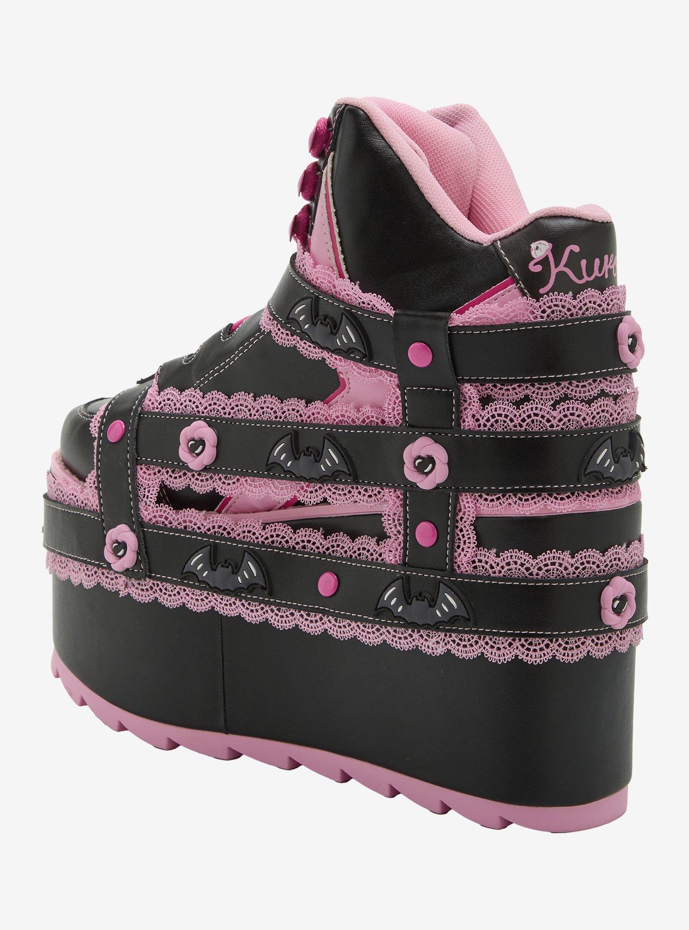 YRU Kuromi Black & Pink Qozmo Strappy Platform Sneakers, MULTI, alternate