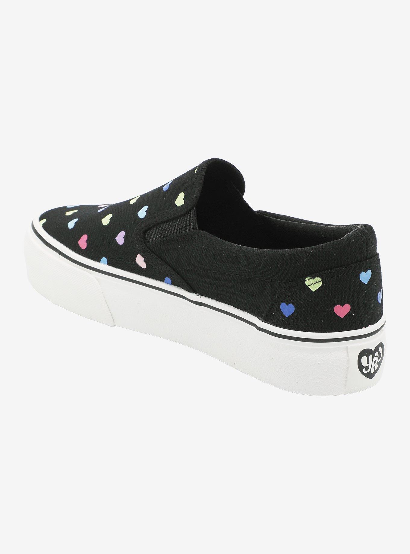 YRU Black Pastel Hearts Slip-On Sneakers, MULTI, alternate