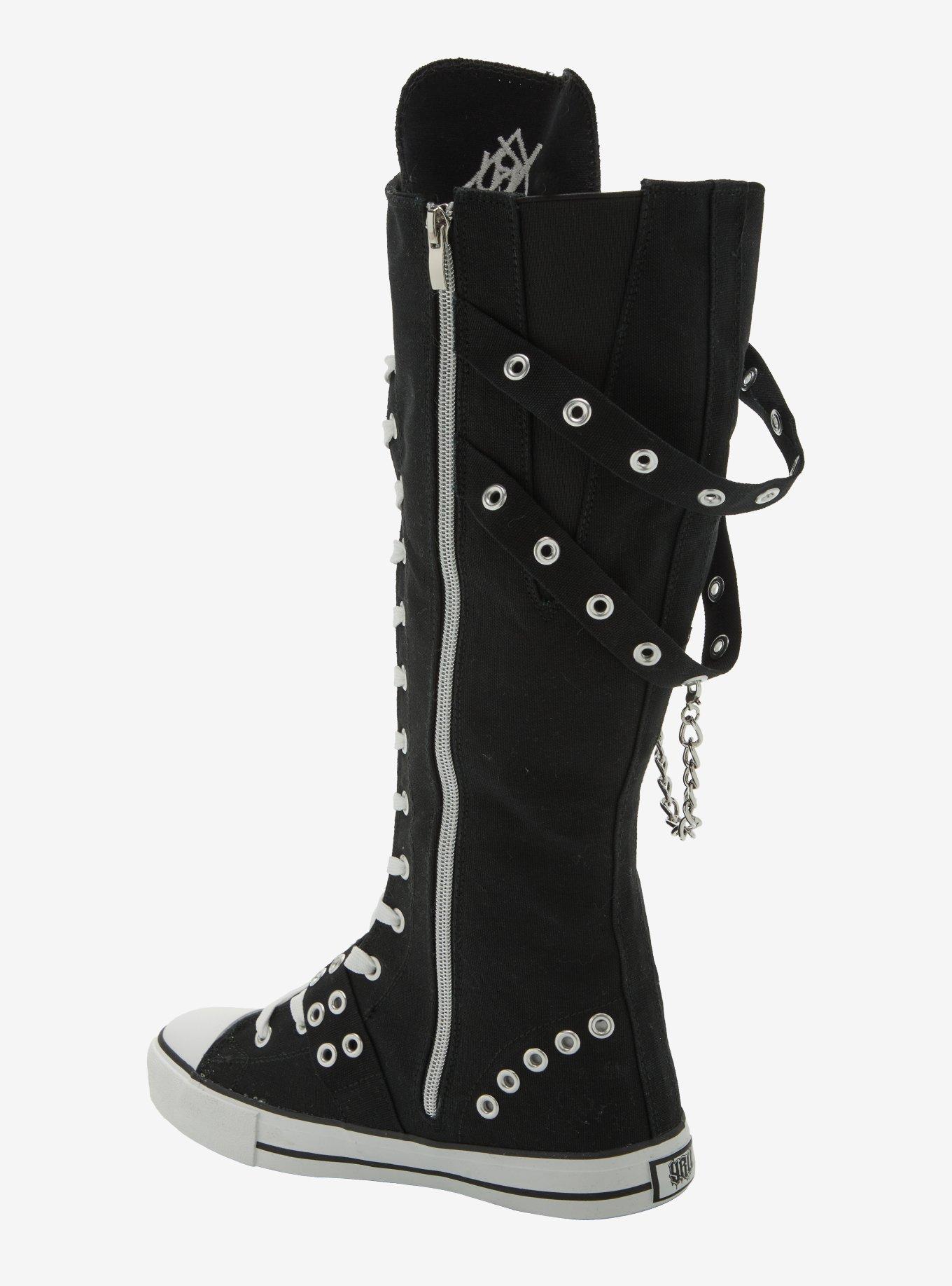 YRU Black & White Rawr Knee-High Lace-Up Sneakers, MULTI, alternate