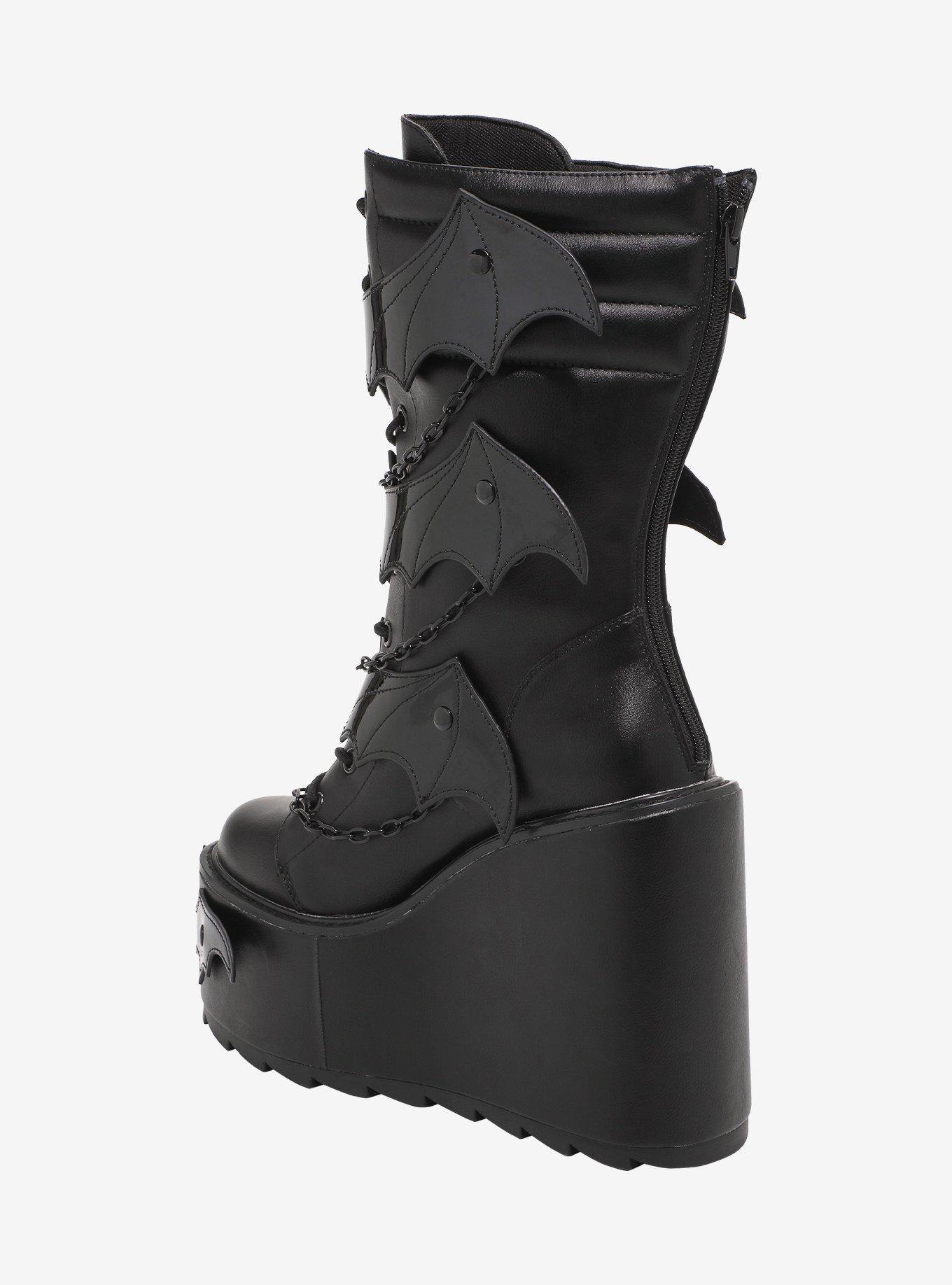 YRU Black Bat Chain Dune Platform Boots, MULTI, alternate