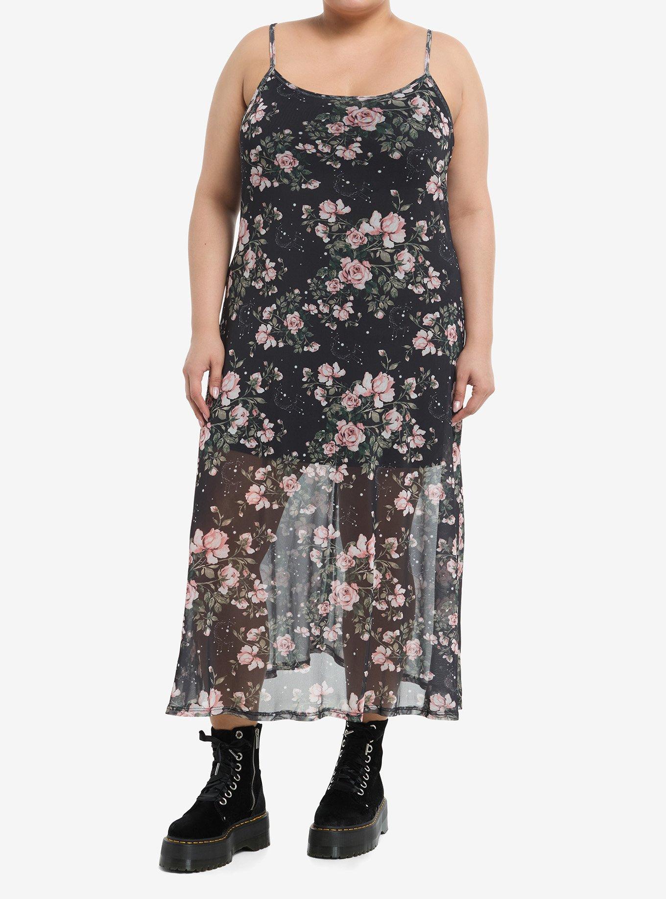 Cosmic Aura Pink Floral Moon Maxi Dress Plus Size, , hi-res