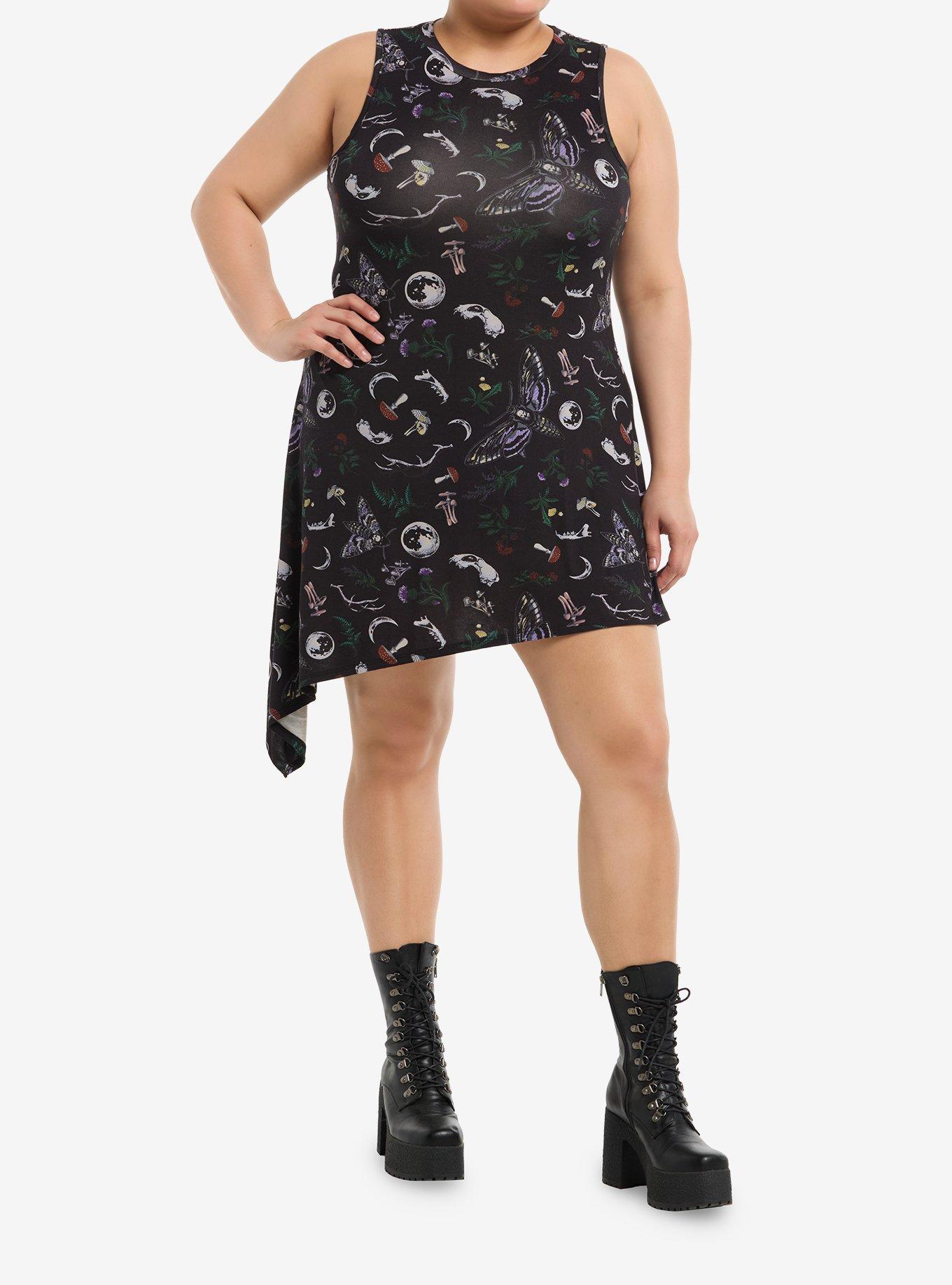 Cosmic Aura Moons & Mushrooms Asymmetrical Tank Dress Plus Size, , hi-res