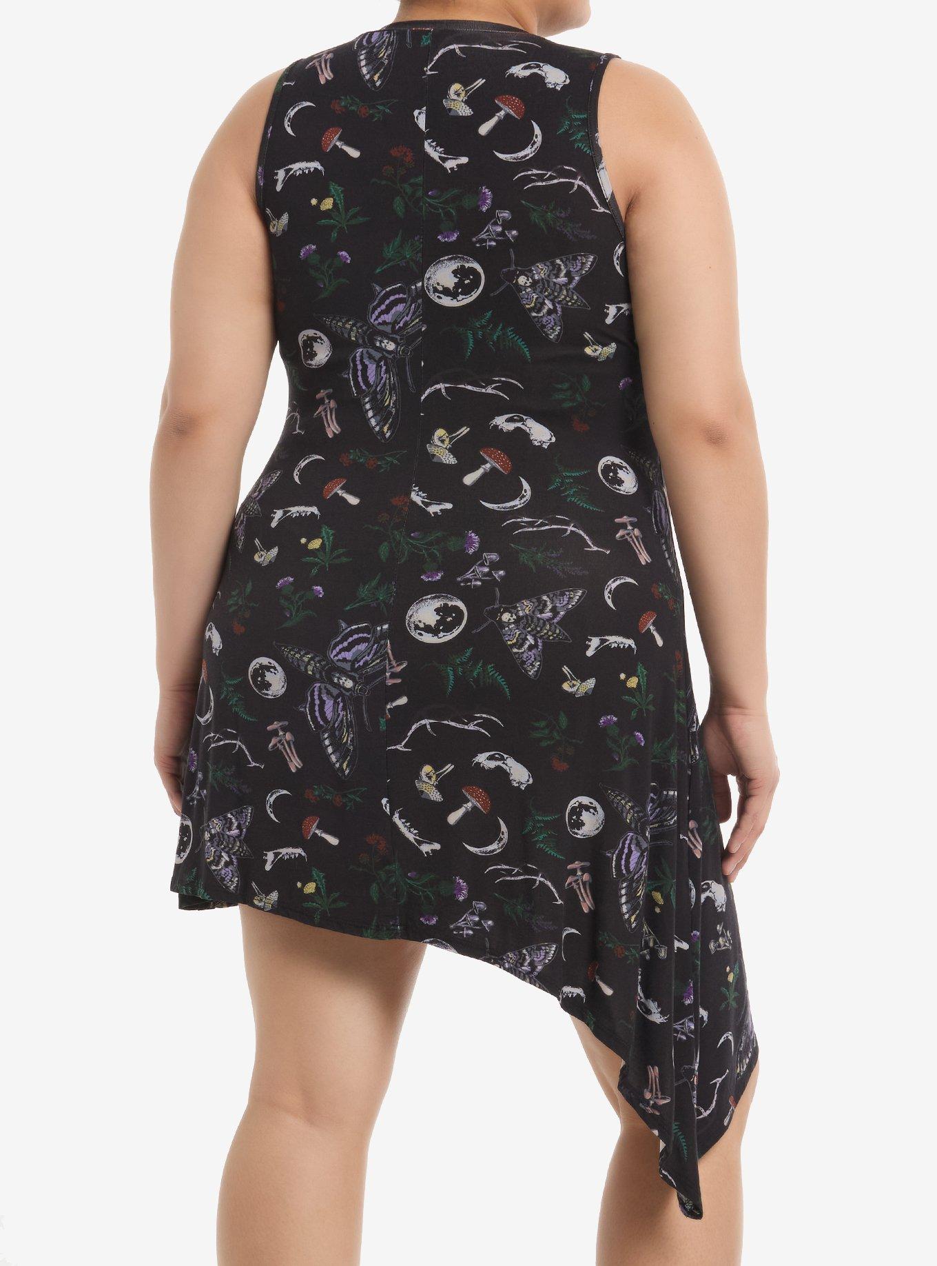 Cosmic Aura Moons & Mushrooms Asymmetrical Tank Dress Plus Size, MULTI, alternate