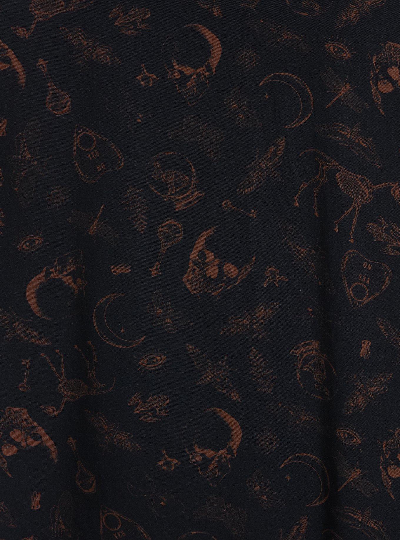 Cosmic Aura Skulls & Insects Midaxi Skirt, BROWN, alternate
