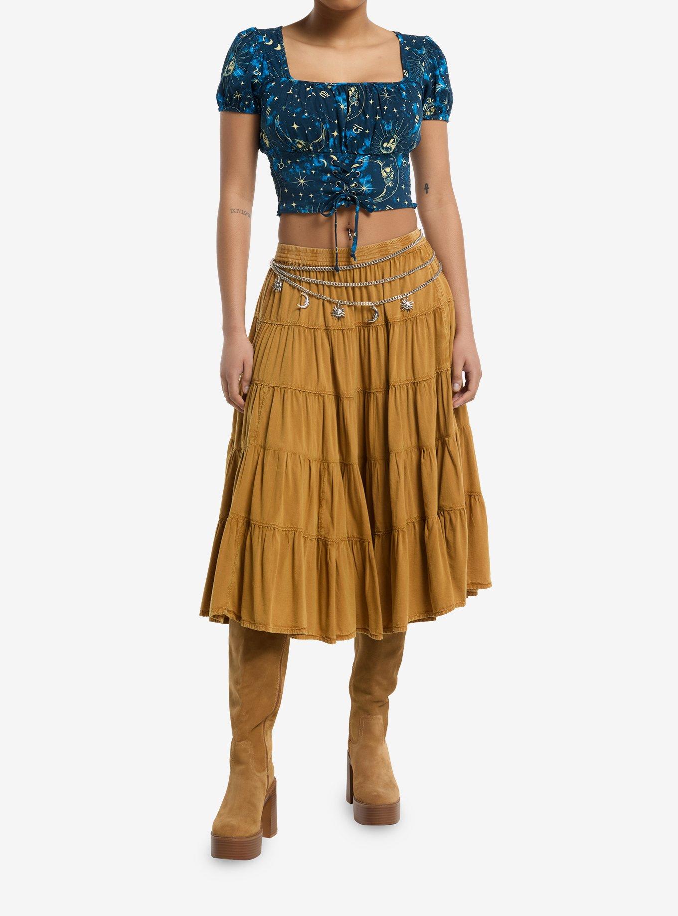 Cosmic Aura Celestial Night Sky Girls Crop Top, , hi-res