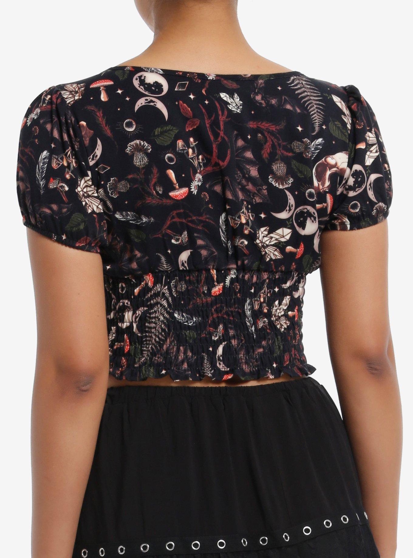 Thorn & Fable Celestial Woodlandcore Lace-Up Girls Crop Top, MULTI, alternate