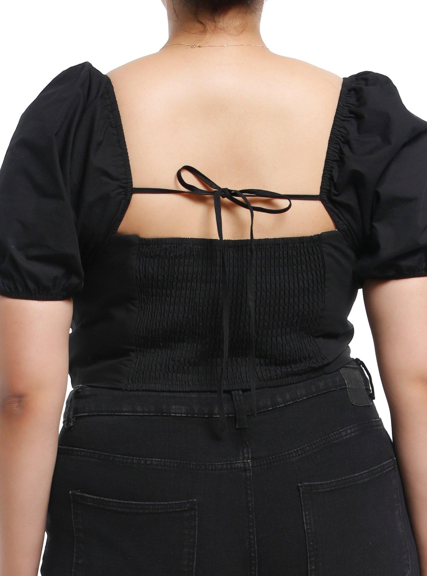Cosmic Aura Black Cross Charm Girls Zippered Crop Top Plus Size, , hi-res