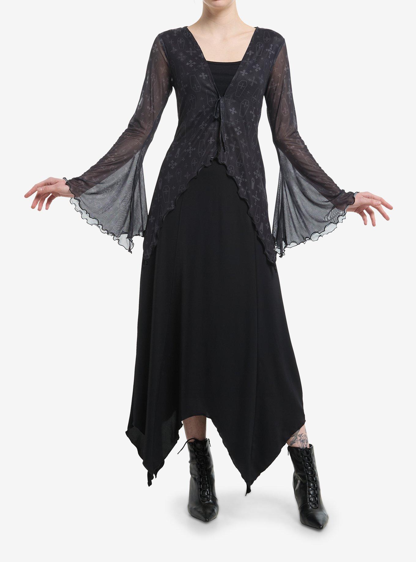 Cosmic Aura Cross Coffin Girls Bell Sleeve Top, , hi-res